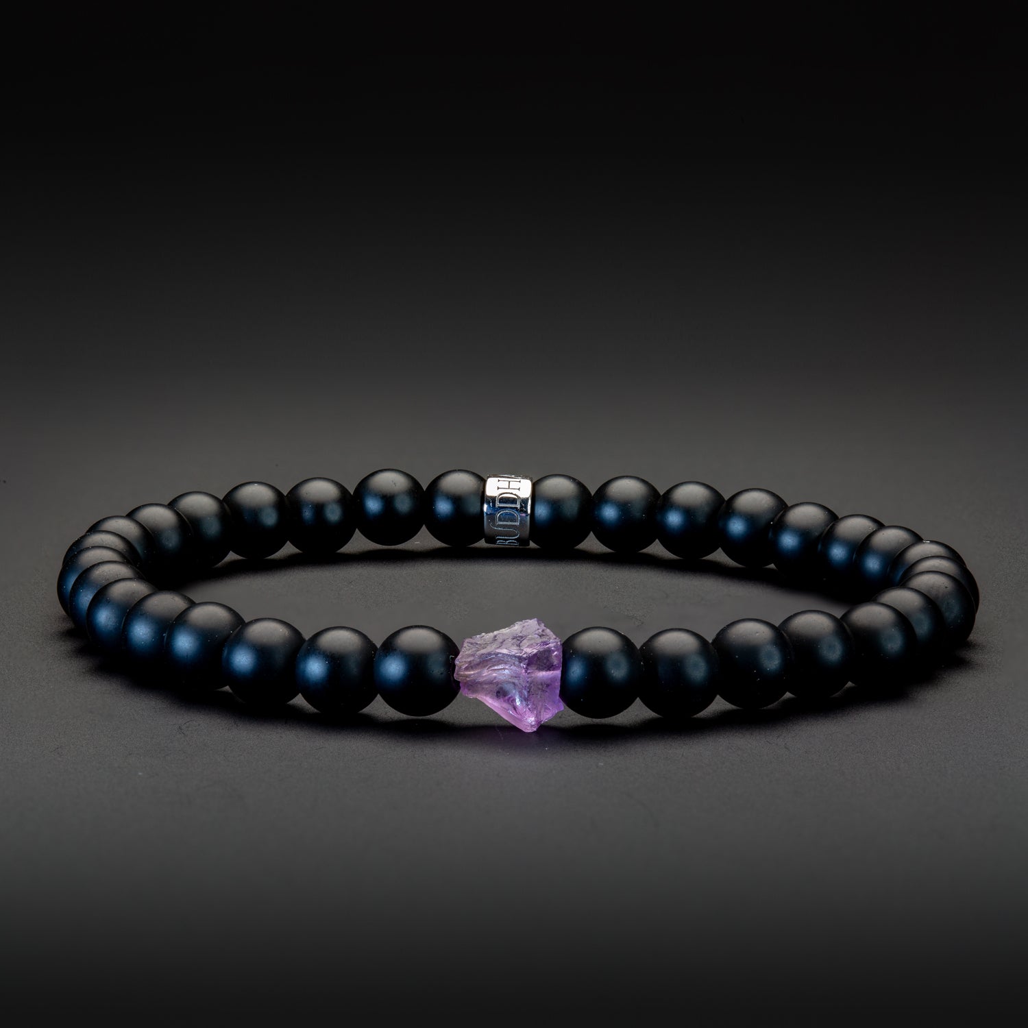 Amethyst und Black Onyx matt Armband 6mm- Februar Birthstone - BONES & BUDDHAS