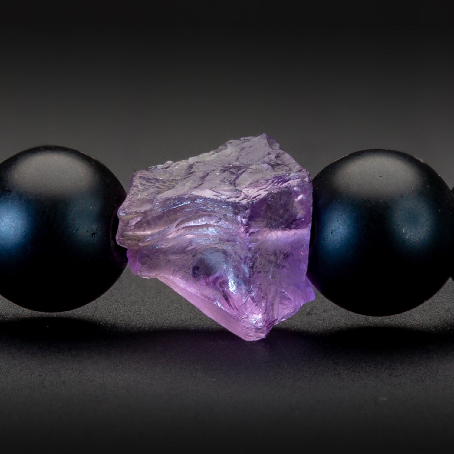 Amethyst und Black Onyx matt Armband 6mm- Februar Birthstone - BONES & BUDDHAS