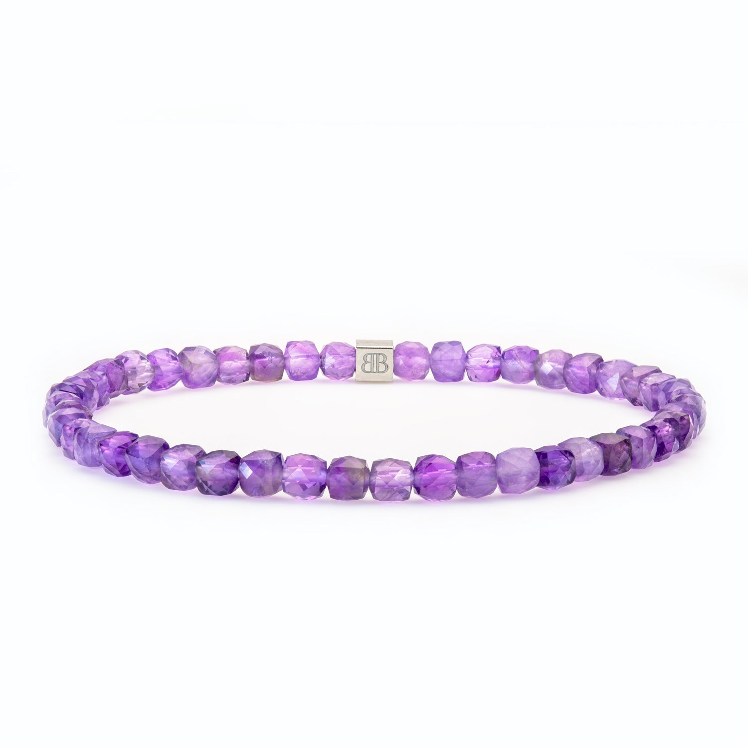 Amethyst Cube Armband facettiert 4 mm- Februar Geburtsstein - BONES & BUDDHAS