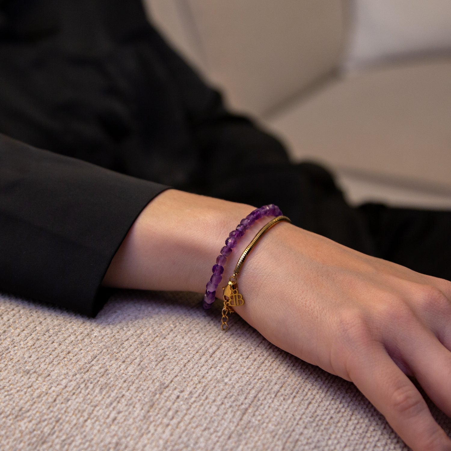 AMETHYST CUBE ARMBAND FACETTIERT 4MM - SET 1 DAMEN - BONES & BUDDHAS