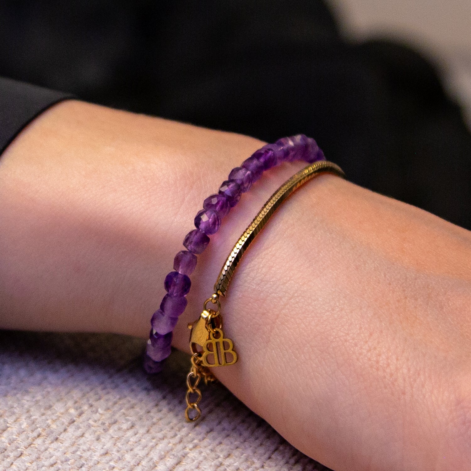 AMETHYST CUBE ARMBAND FACETTIERT 4MM - SET 1 DAMEN - BONES & BUDDHAS