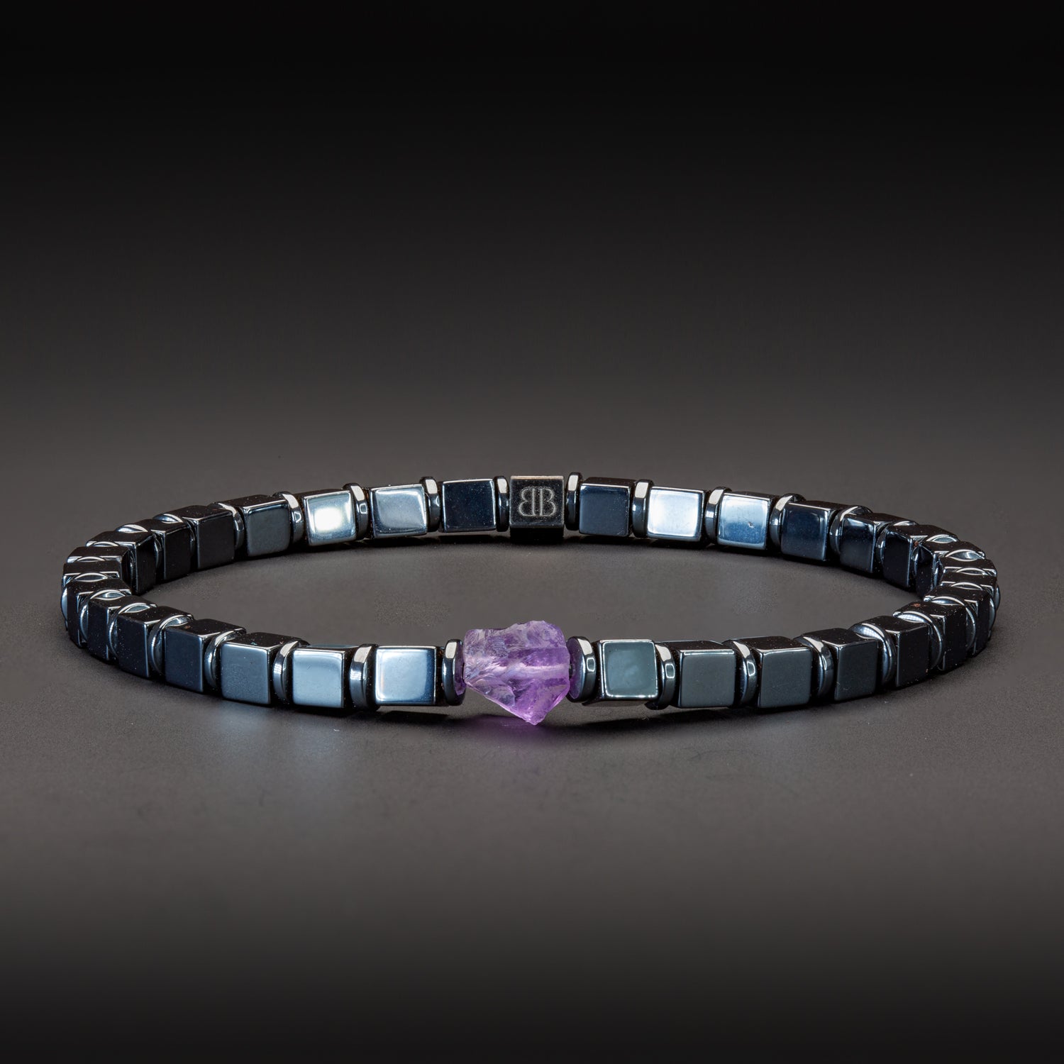 Amethyst und Hämatit glossy Armband 4mm- Februar Birthstone - BONES & BUDDHAS