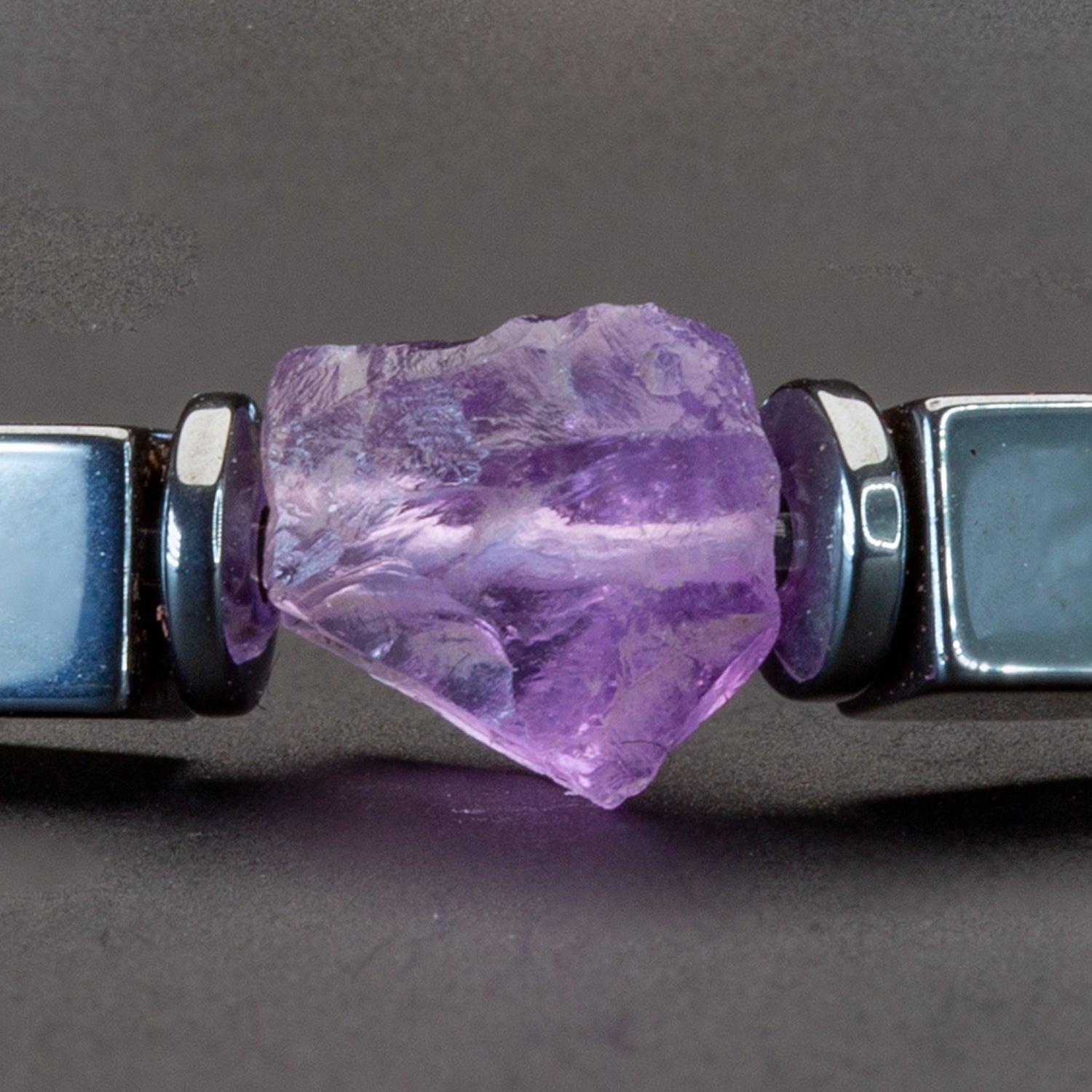 Amethyst und Hämatit glossy Armband 4mm- Februar Birthstone - BONES & BUDDHAS