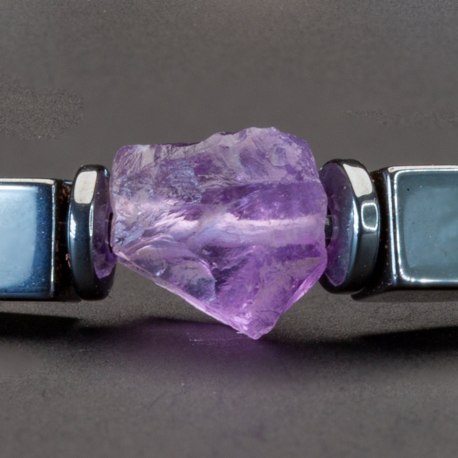 Amethyst und Hämatit glossy Armband 4mm- Februar Birthstone - BONES & BUDDHAS