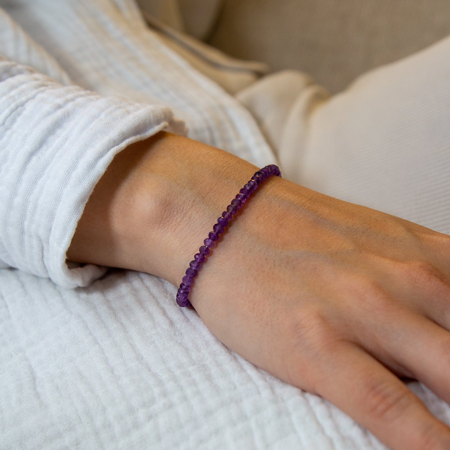 Amethyst Armband facettiert 3mm- Februar Birthstone - BONES & BUDDHAS