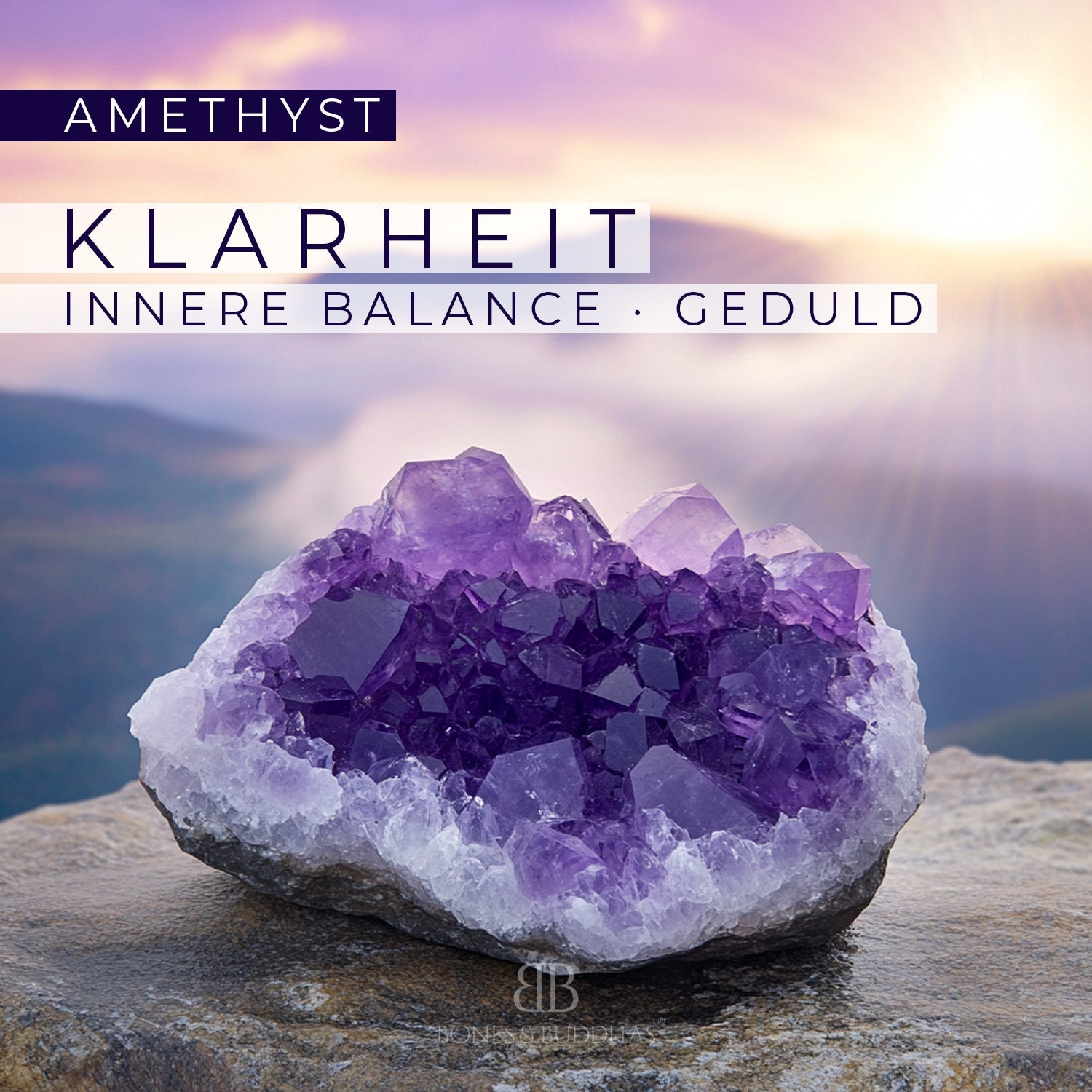 Amethyst und Hämatit matt Armband 4mm-Armband-Set (Februar Geburtsstein) - BONES & BUDDHAS