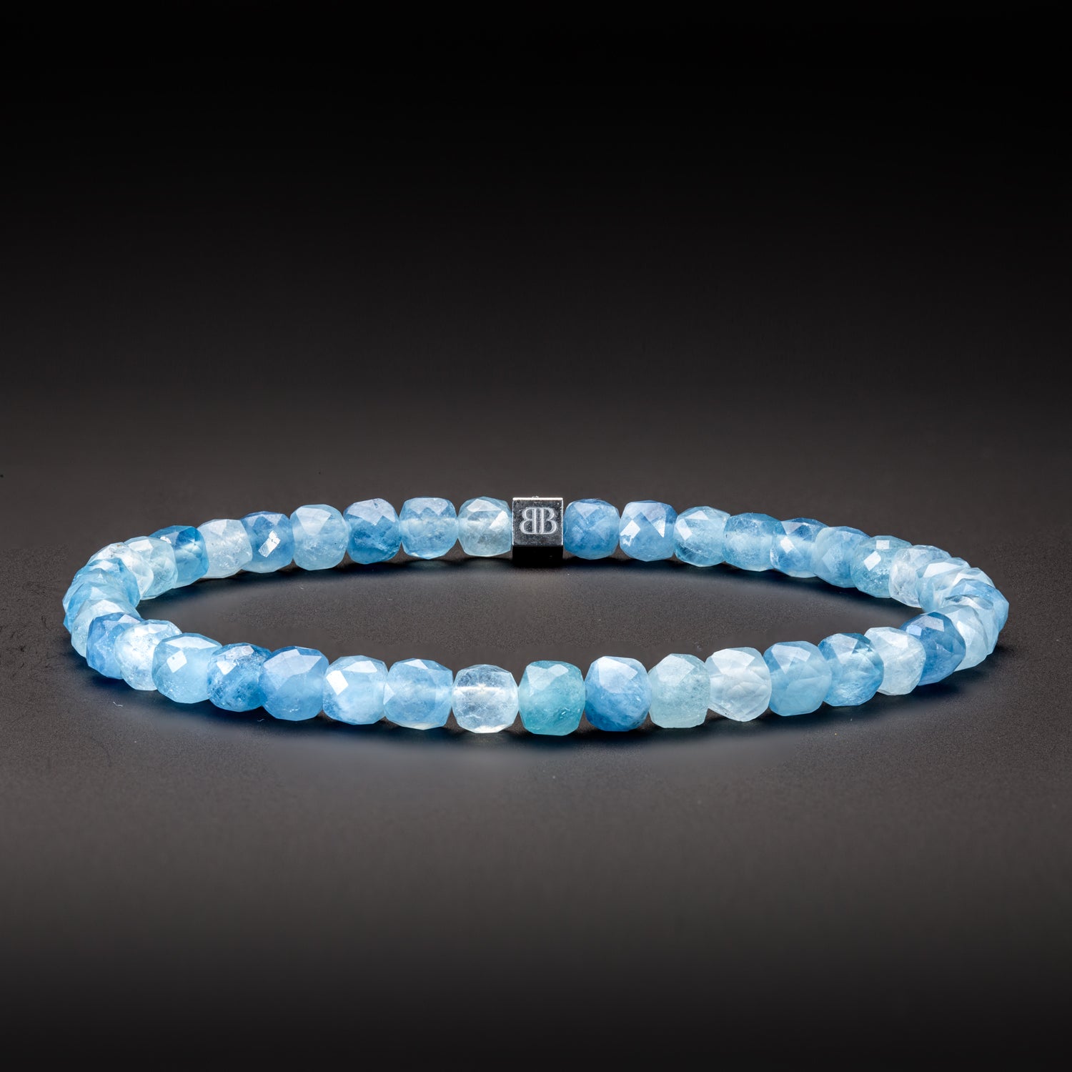 Aquamarine Cube Armband facettiert 4 mm