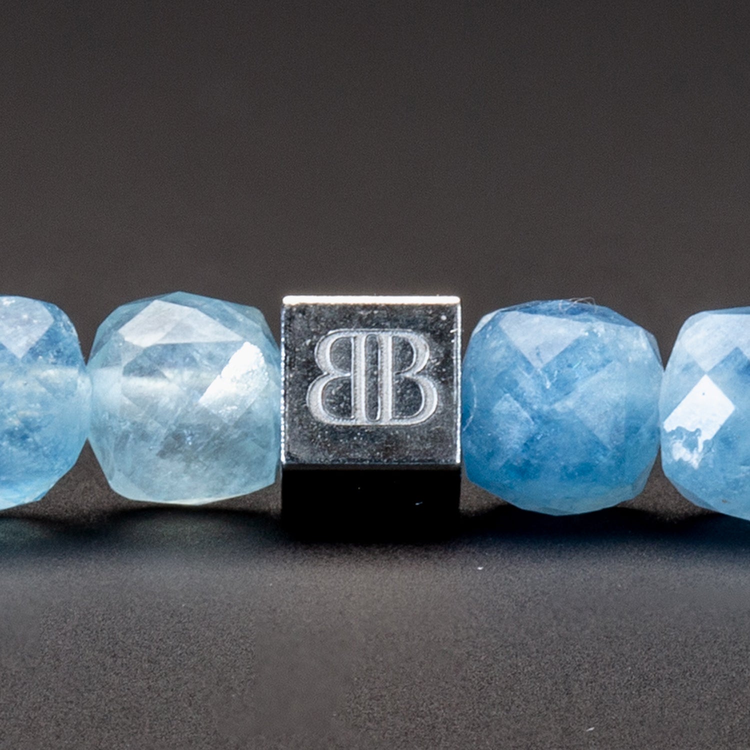 Aquamarine Cube Armband facettiert 4 mm