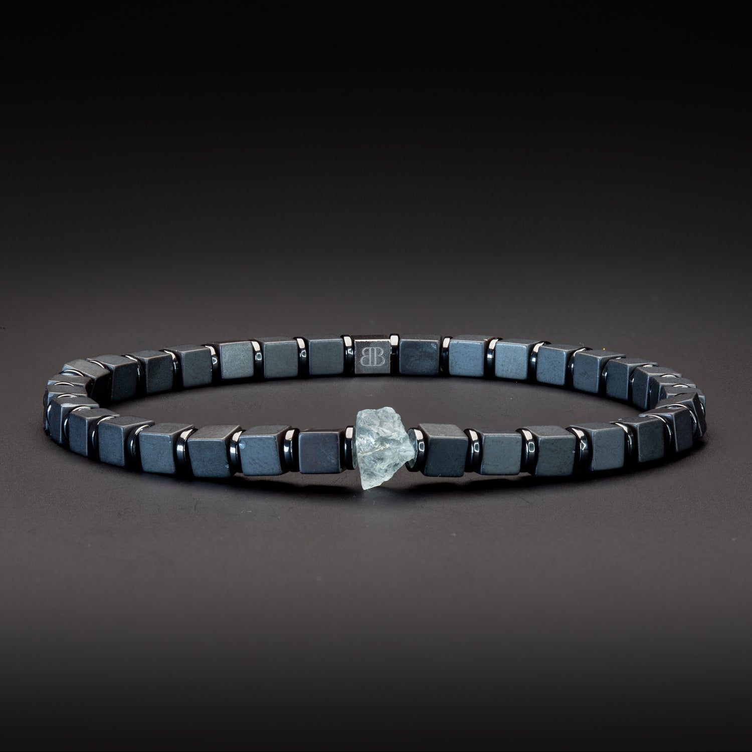 Aquamarine und Hämatit matt Armband 4mm-Armband-Set (März Geburtsstein) - BONES & BUDDHAS