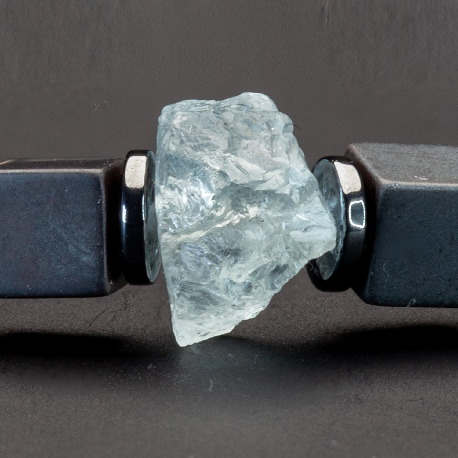 Aquamarine und Hämatit matt Armband 4mm-Armband-Set (März Geburtsstein) - BONES & BUDDHAS