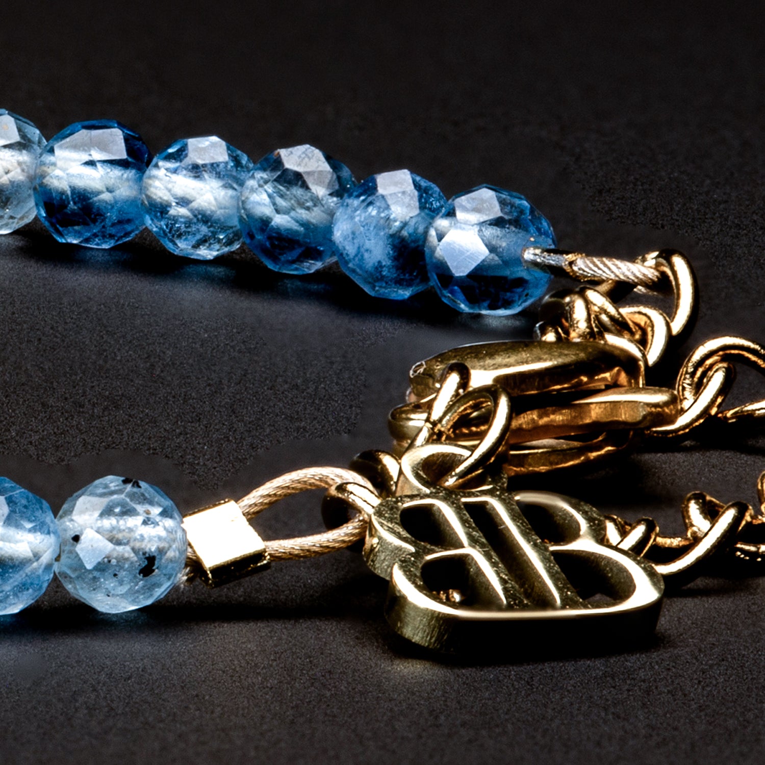 Aquamarine Armband facettiert 3mm- März Birthstone - BONES & BUDDHAS