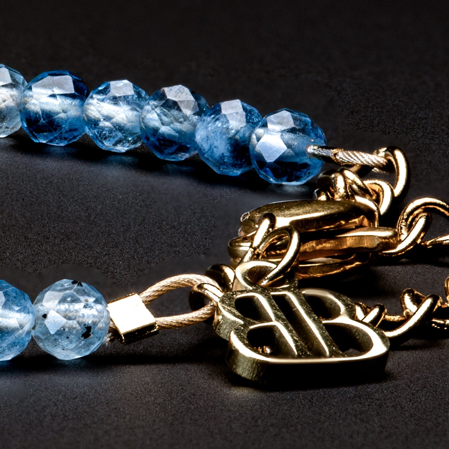 Aquamarine Armband facettiert 3mm- März Birthstone - BONES & BUDDHAS