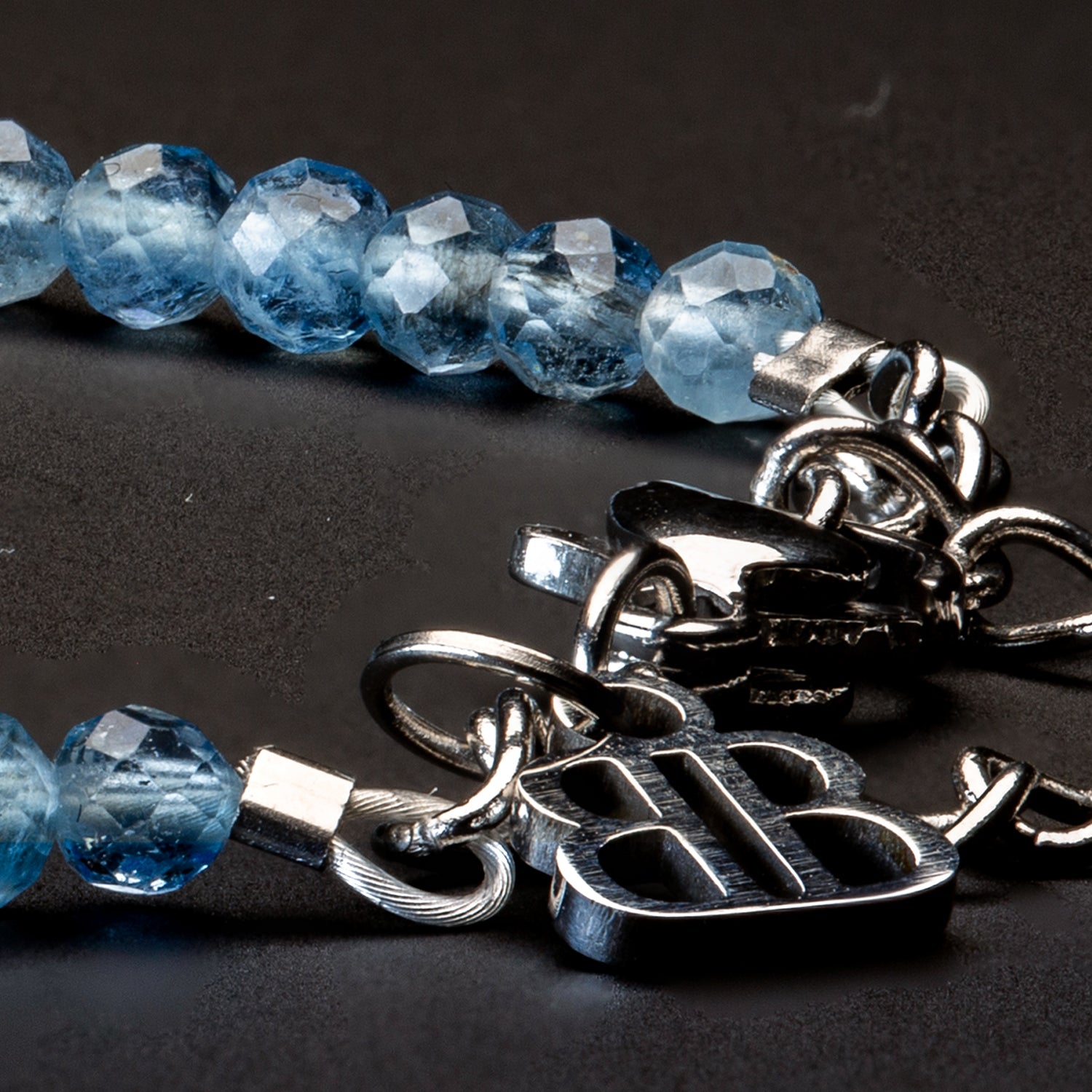 Aquamarine Armband facettiert 3mm- März Birthstone - BONES & BUDDHAS