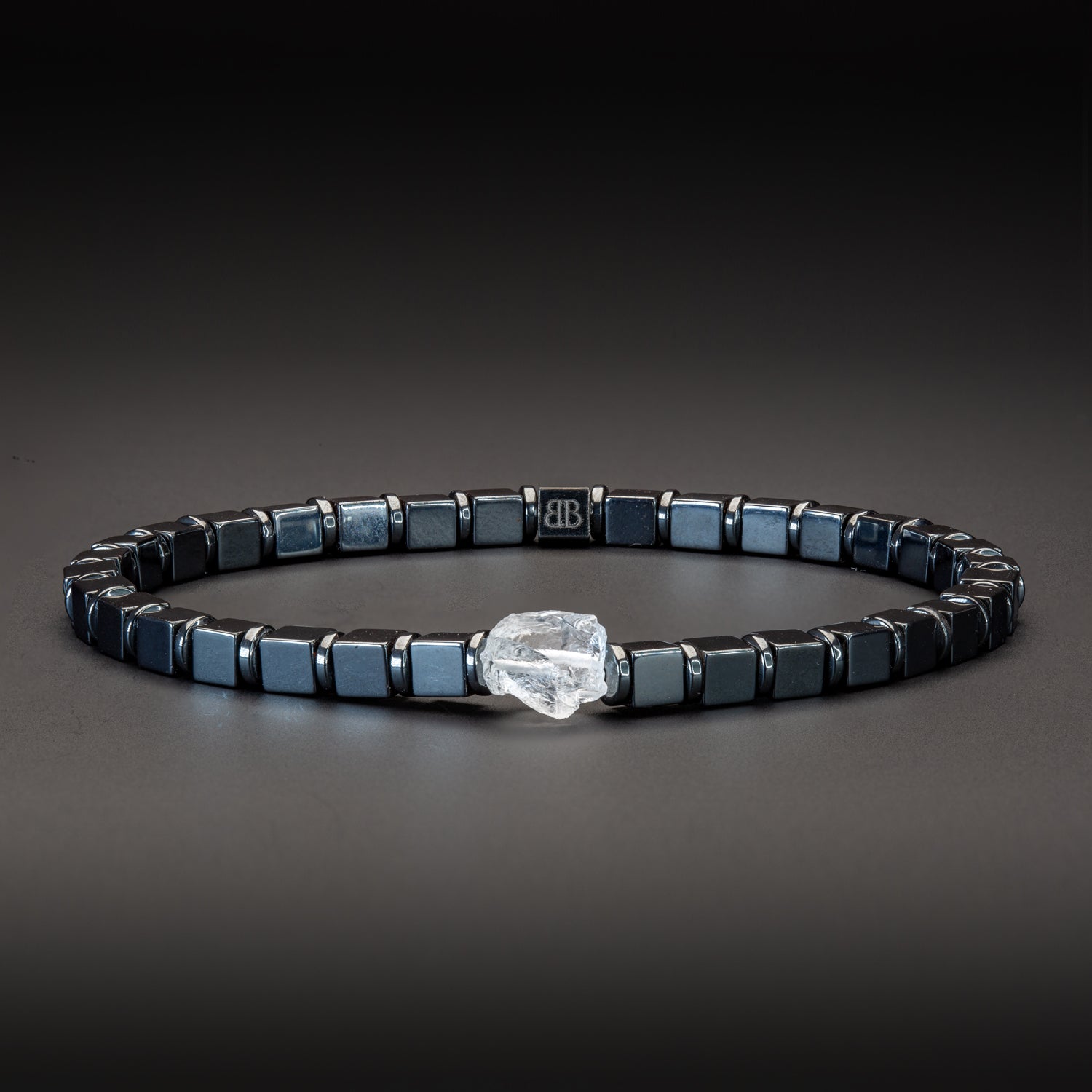 Bergkristall und Hämatit glossy Armband 4mm- April Birthstone - BONES & BUDDHAS