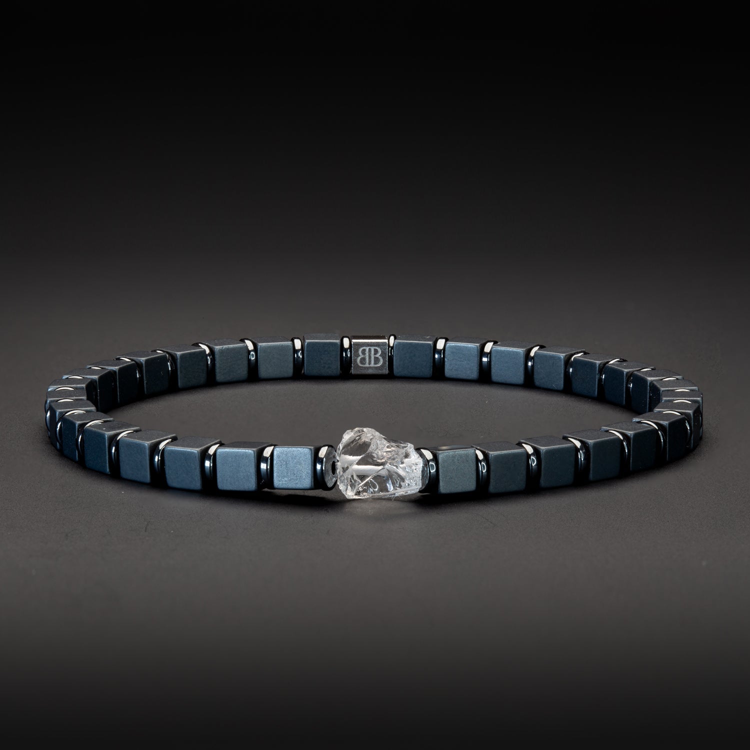 Bergkristall und Hämatit matt Armband 4mm- April Birthstone - BONES & BUDDHAS