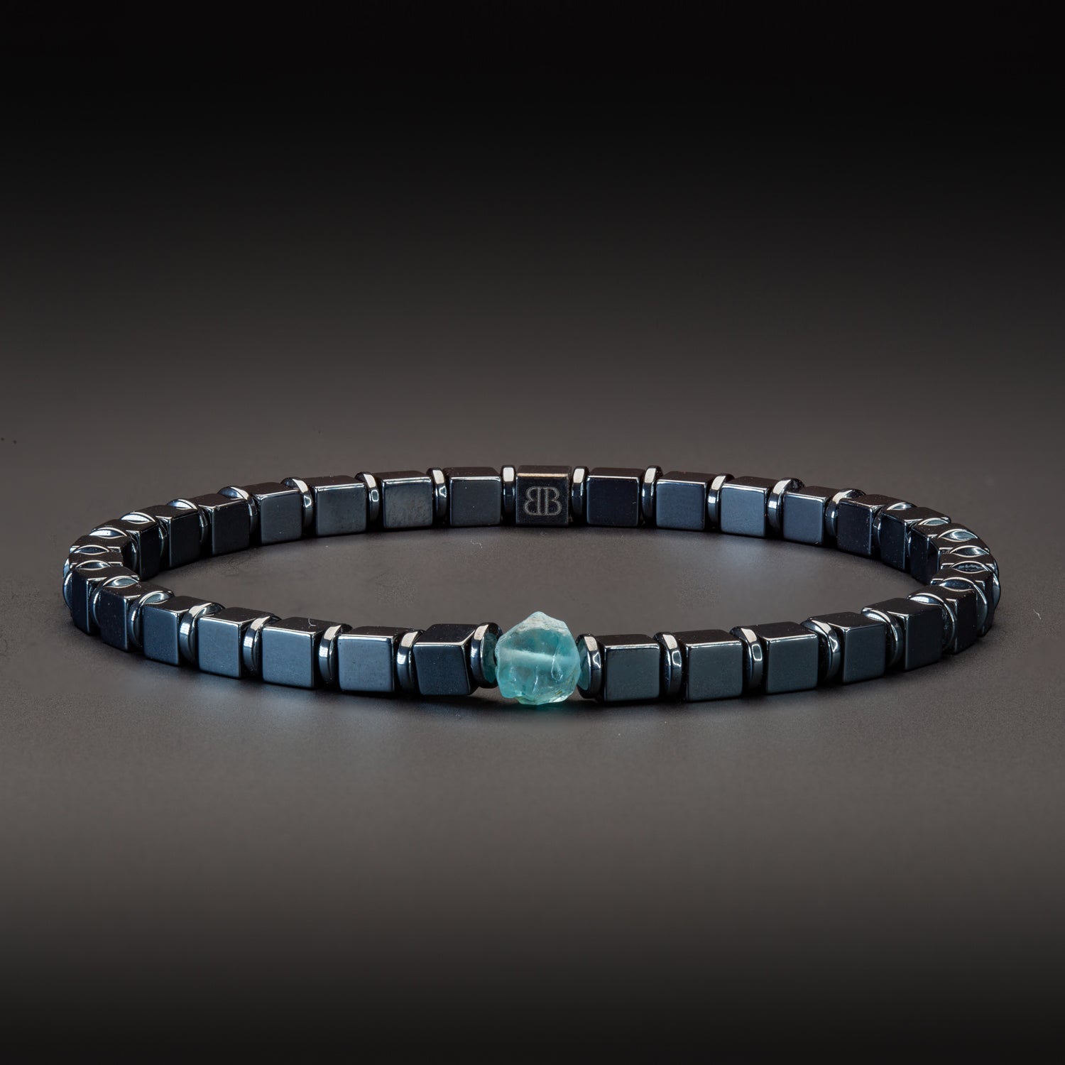 Blauer Topaz und Hämatit glossy Armband 4mm- Dezember Birthstone - BONES & BUDDHAS