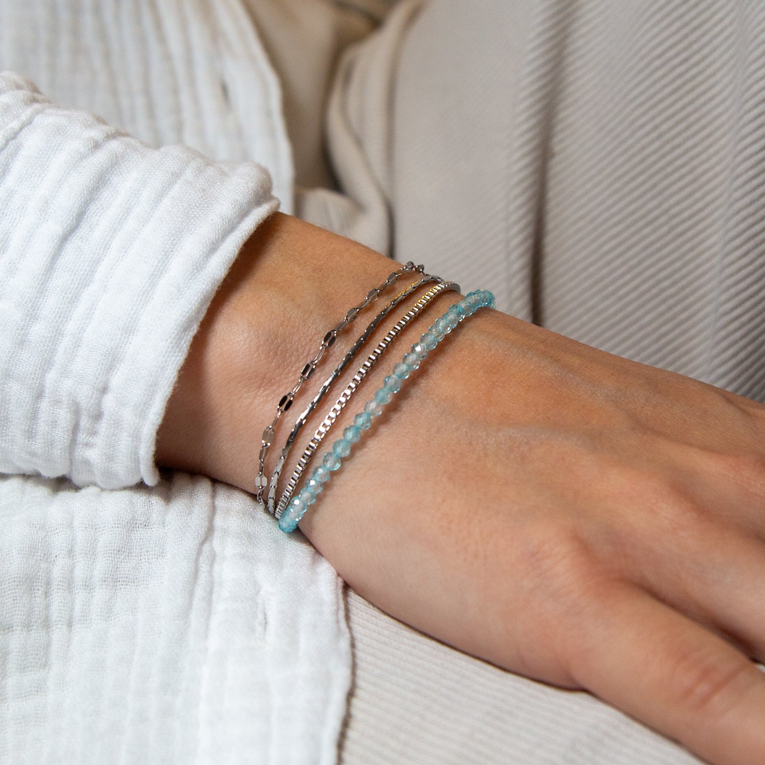 TOPAZ ARMBAND FACETTIERT 3MM - SET 3 DAMEN