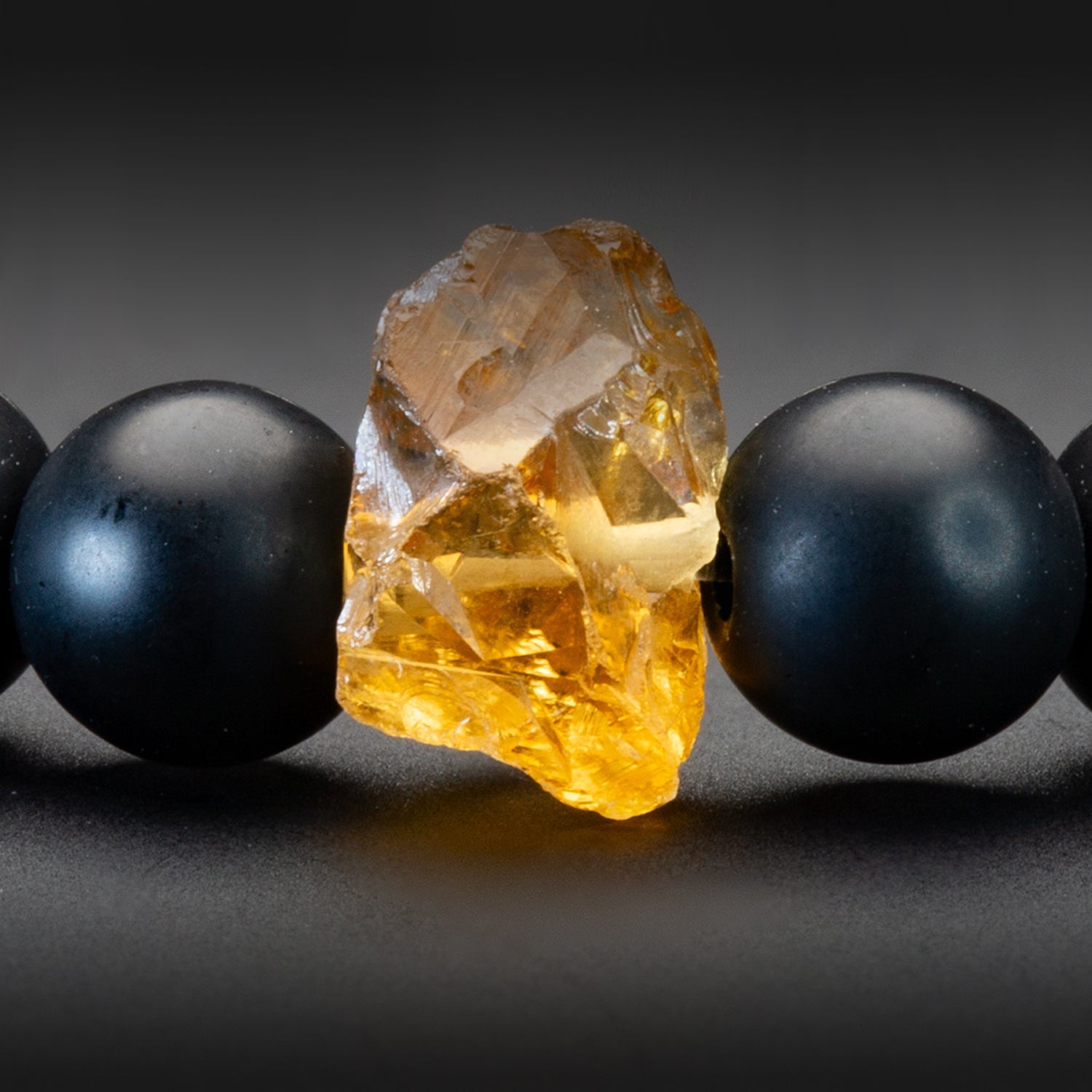 Citrin und Black Onyx matt Armband 6mm- November Birthstone - BONES & BUDDHAS