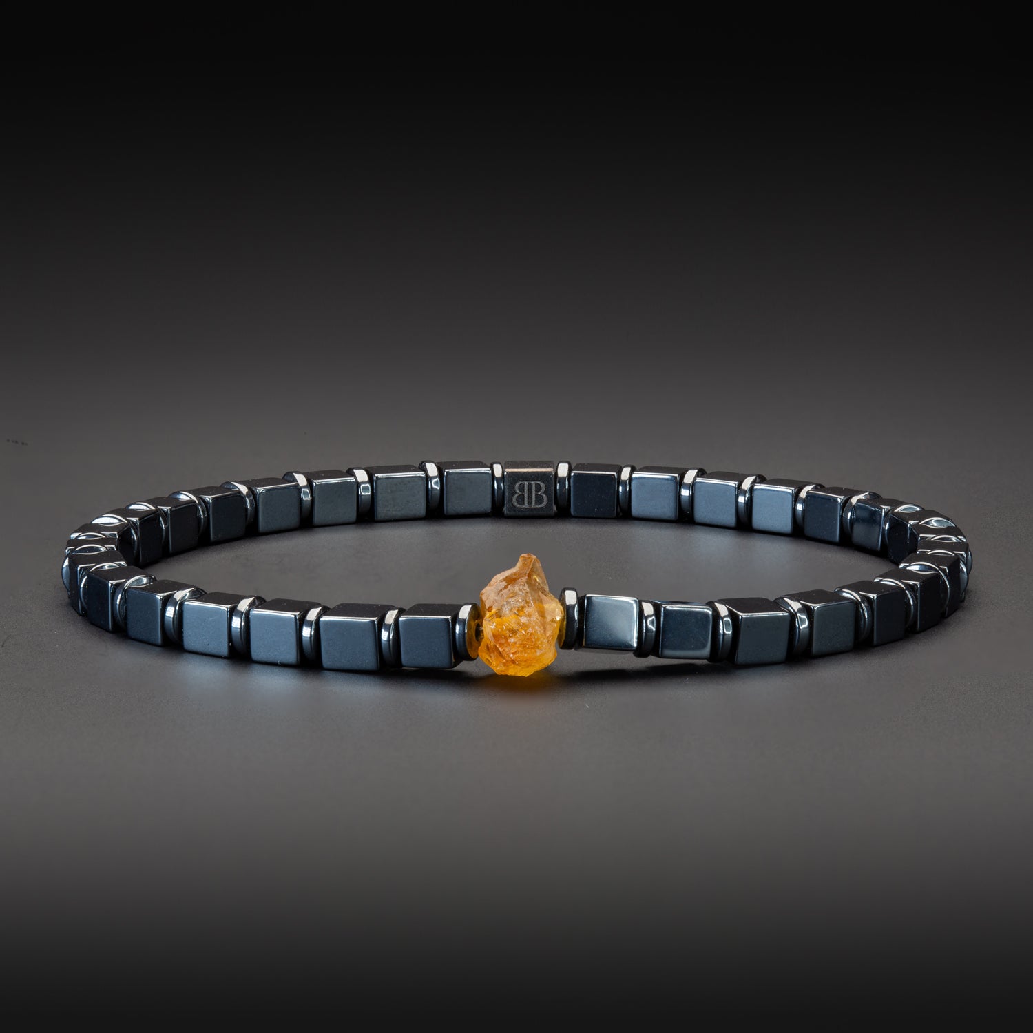 Citrin und Hämatit glossy Armband 4mm- November Birthstone - BONES & BUDDHAS