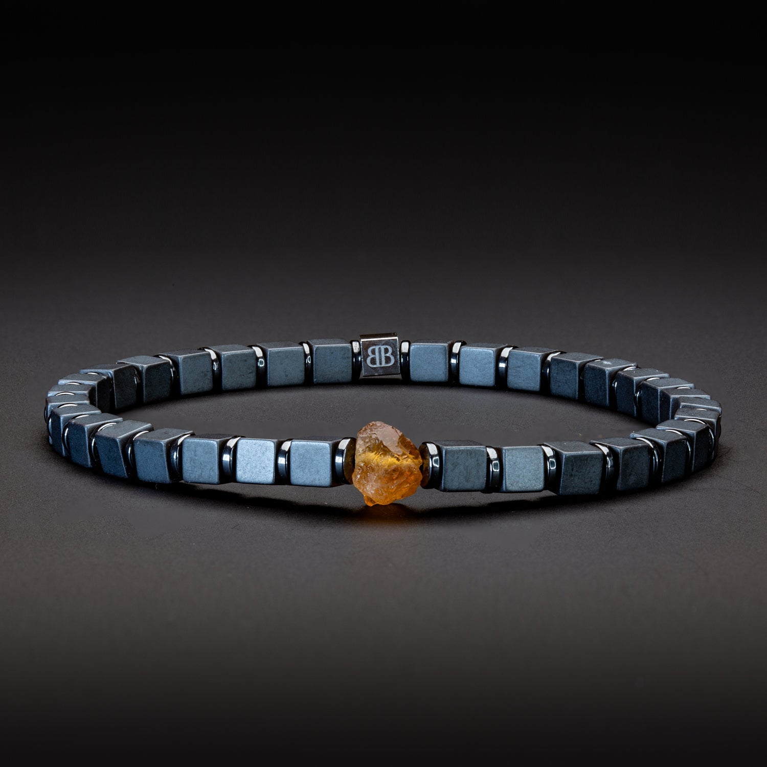 Citrin und Hämatit matt Armband 4mm- November Birthstone - BONES & BUDDHAS