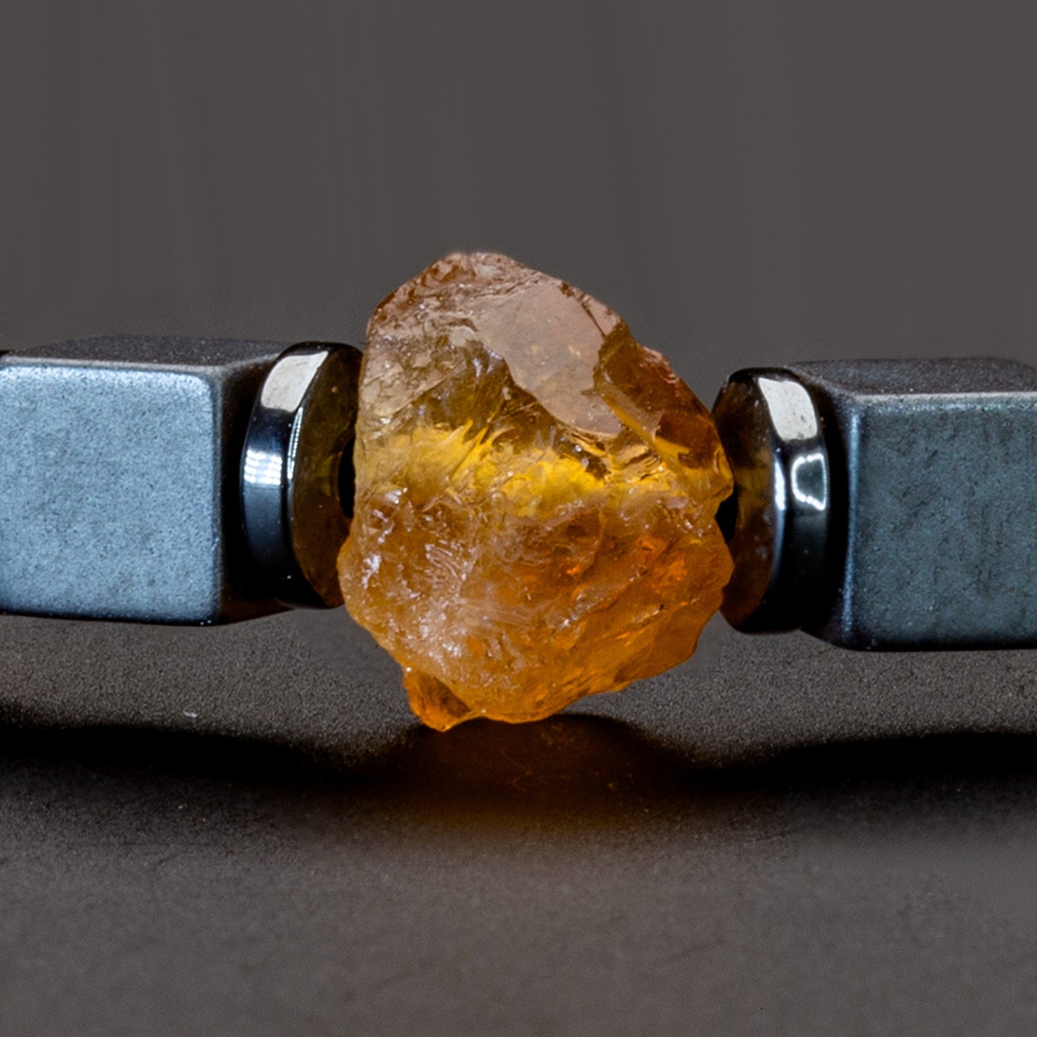 Citrin und Hämatit matt Armband 4mm- November Birthstone - BONES & BUDDHAS