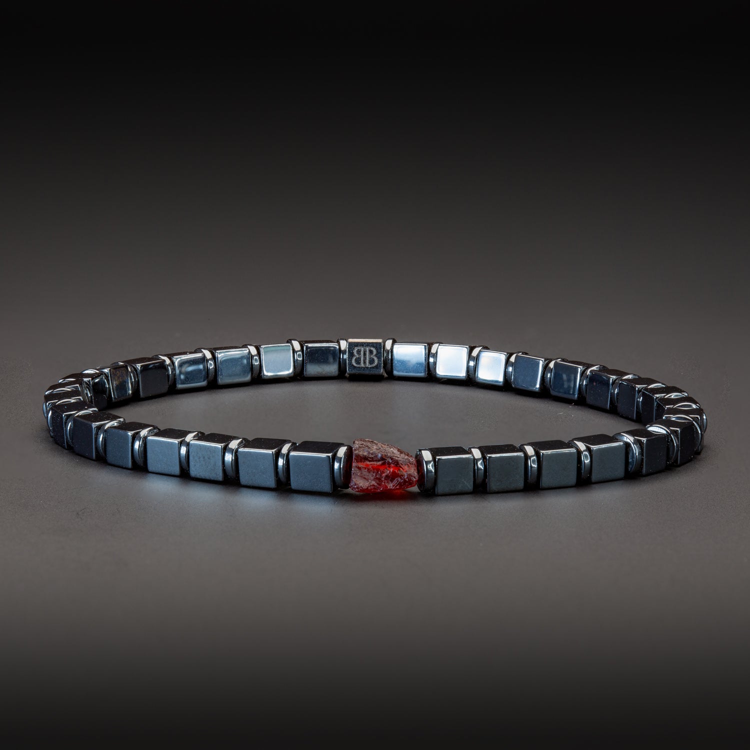 Granat und Hämatit glossy Armband 4mm- Januar Birthstone - BONES & BUDDHAS
