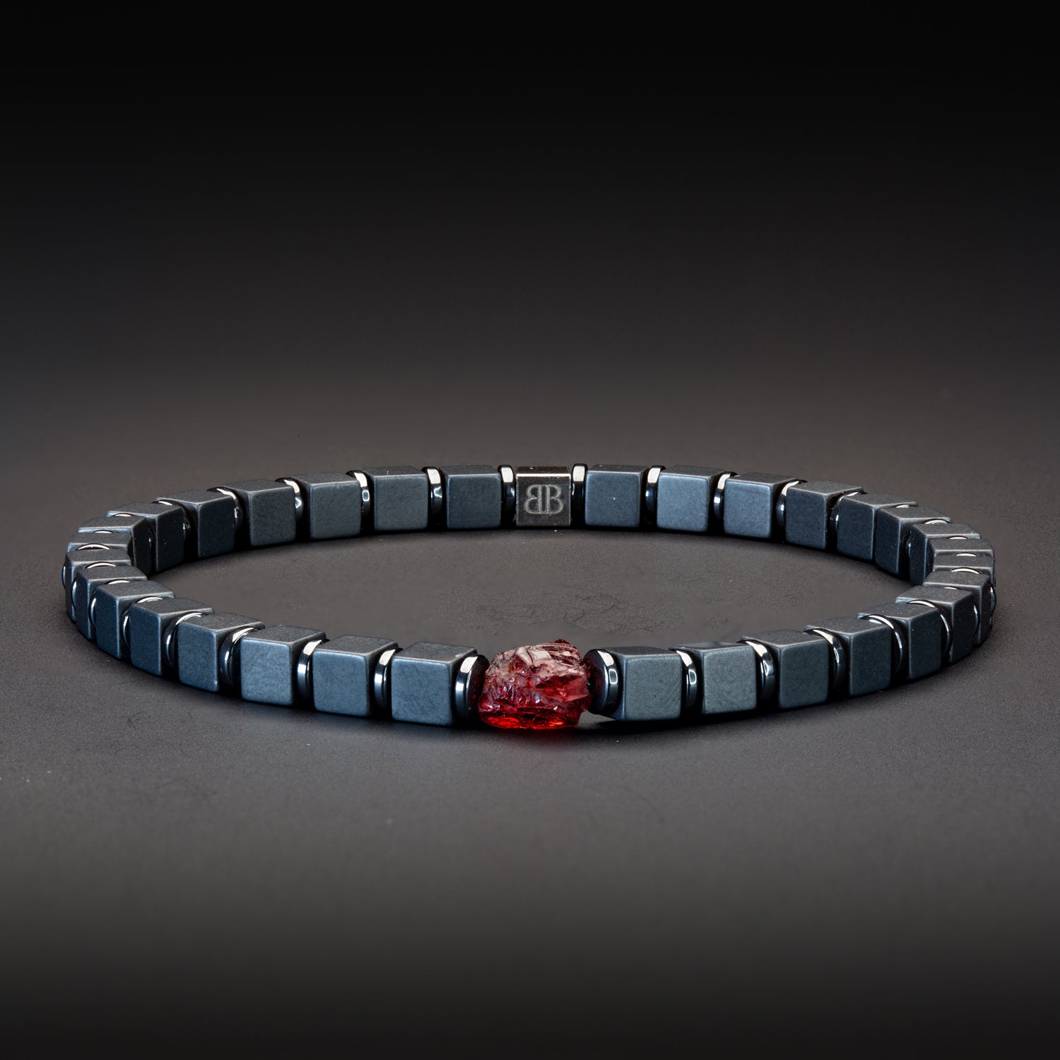 Granat und Hämatit matt Armband 4mm-Armband-Set