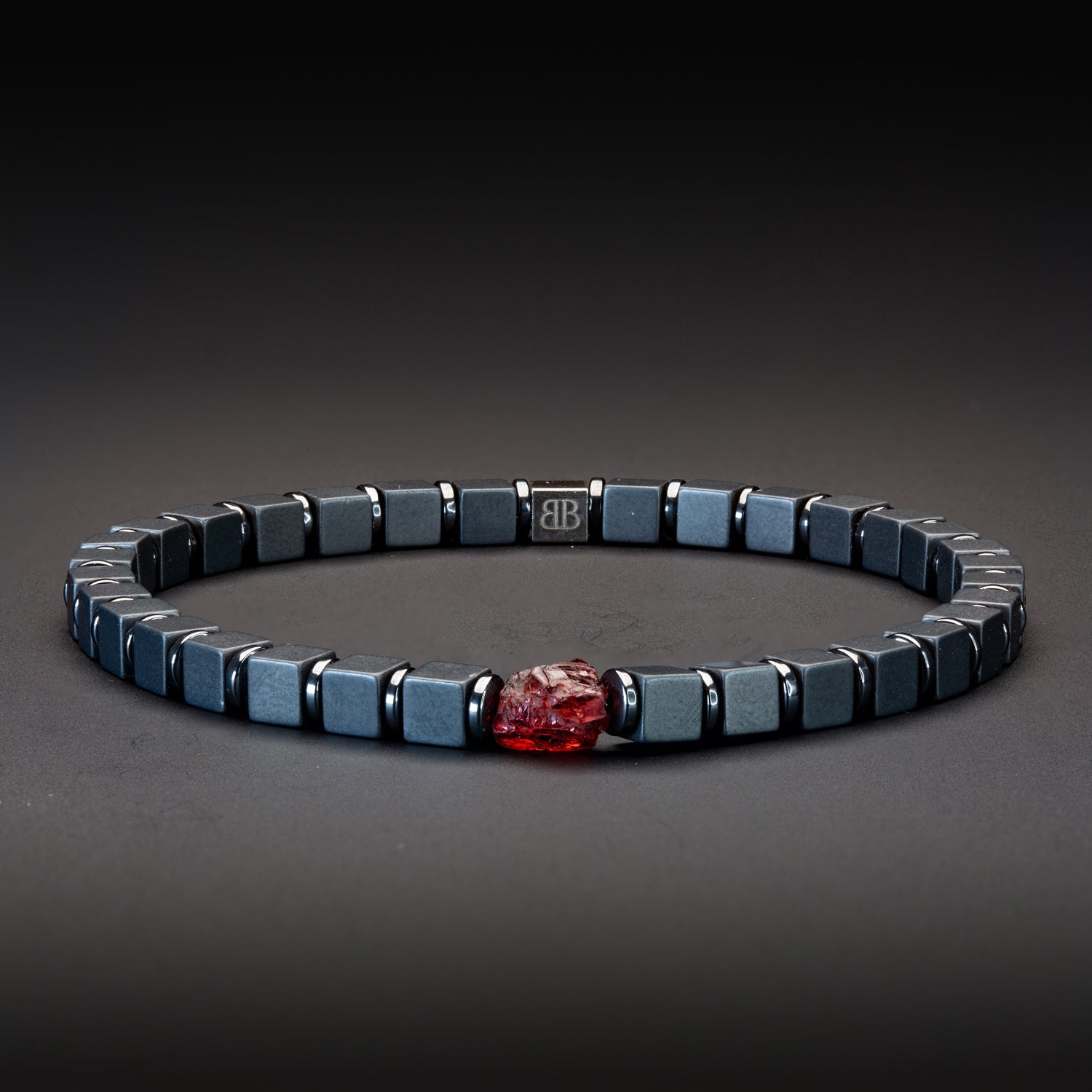 Granat und Hämatit matt Armband 4mm-Armband-Set (Januar Geburtsstein) - BONES & BUDDHAS