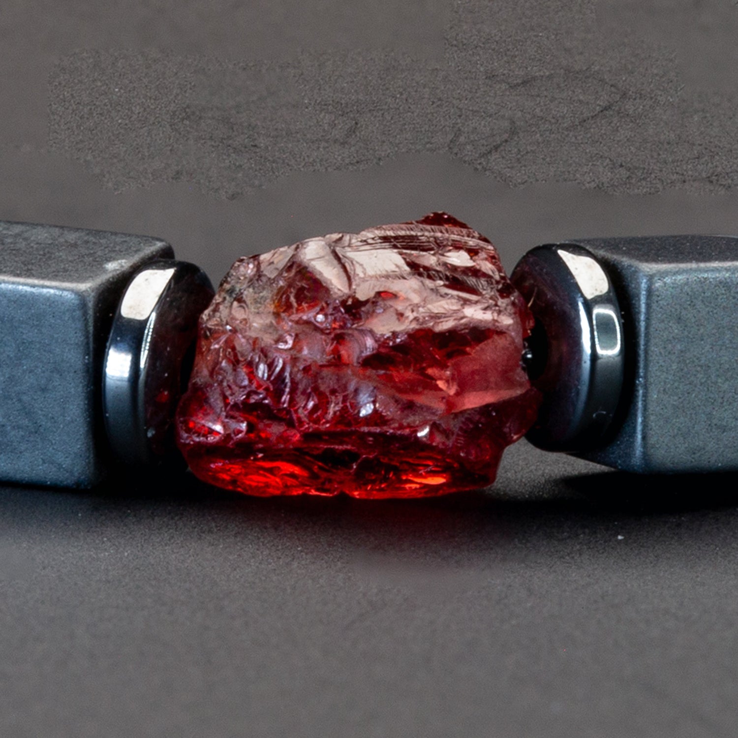 Granat und Hämatit matt Armband 4mm-Armband-Set (Januar Geburtsstein) - BONES & BUDDHAS