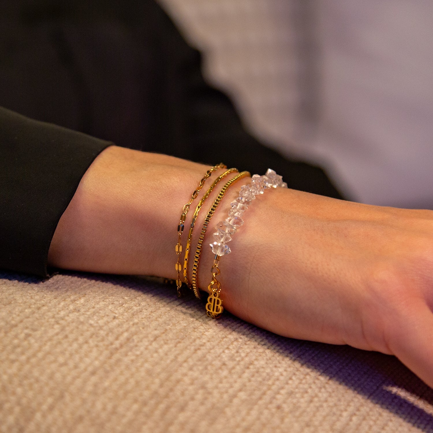 HERKIMER DIAMANT ARMBAND 3MM - SET 3 DAMEN