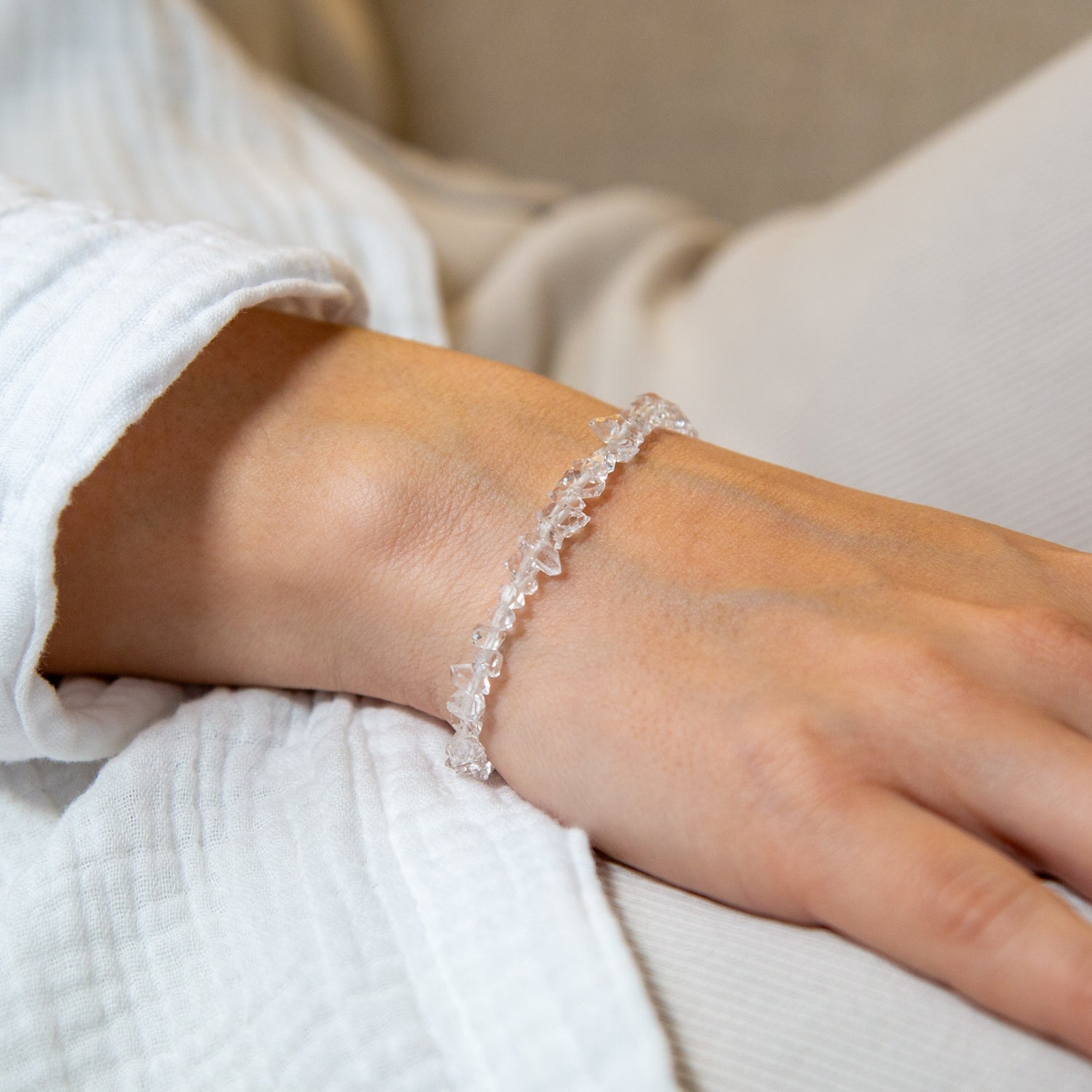 Herkimer Diamant Armband facettiert 3mm- April Birthstone - BONES & BUDDHAS