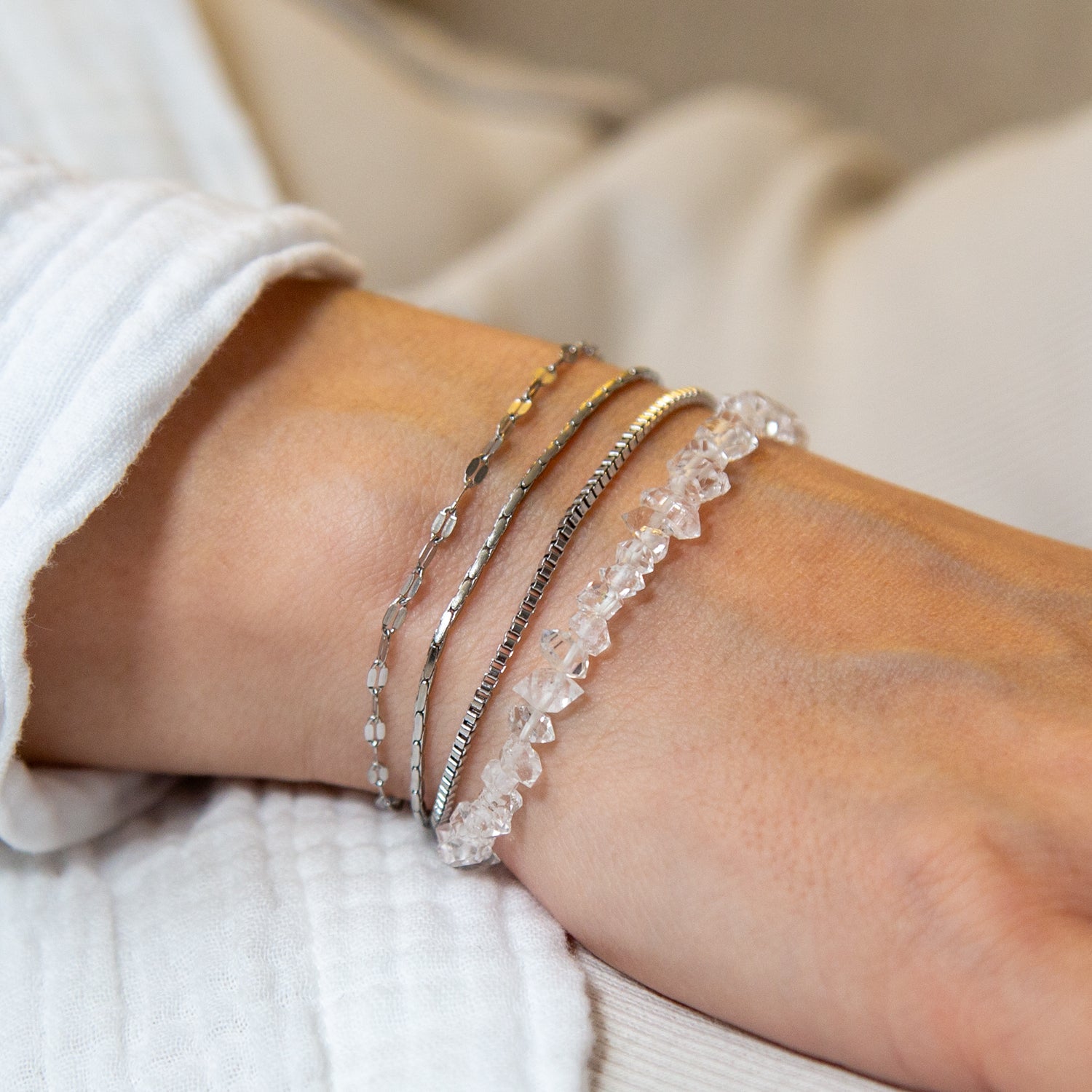 HERKIMER DIAMANT ARMBAND 3MM - SET 3 DAMEN