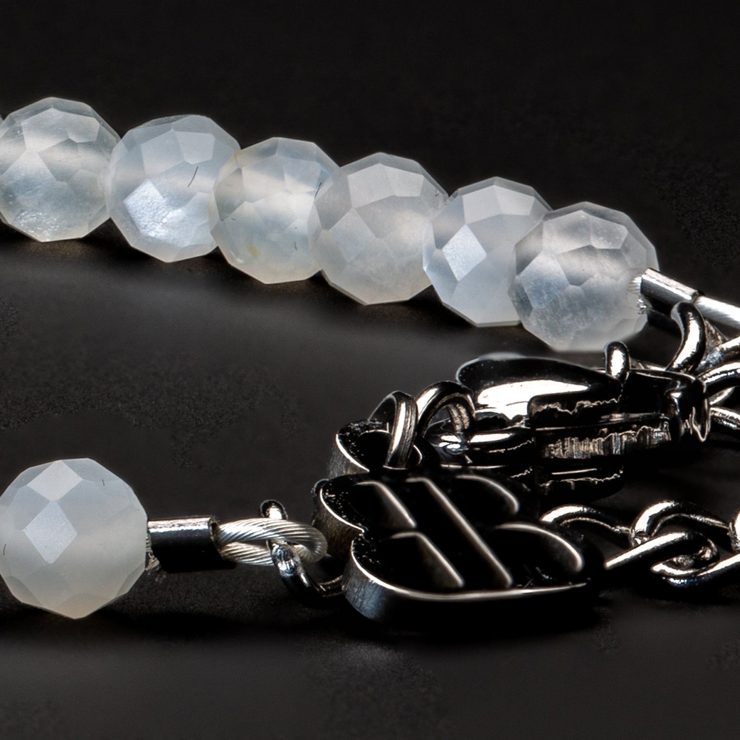 Moonstone Armband facettiert 3mm- silber-Juni Birthstone - BONES & BUDDHAS