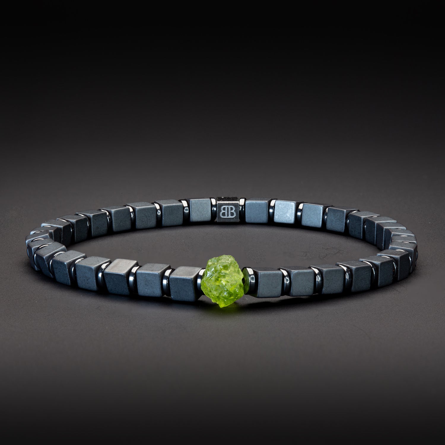 Peridot und Hämatit matt Armband 4mm-Armband-Set (August Geburtsstein) - BONES & BUDDHAS