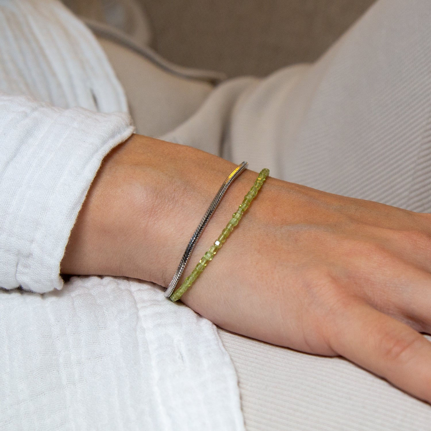 PERIDOT ARMBAND FACETTIERT 2MM - SET 1 DAMEN