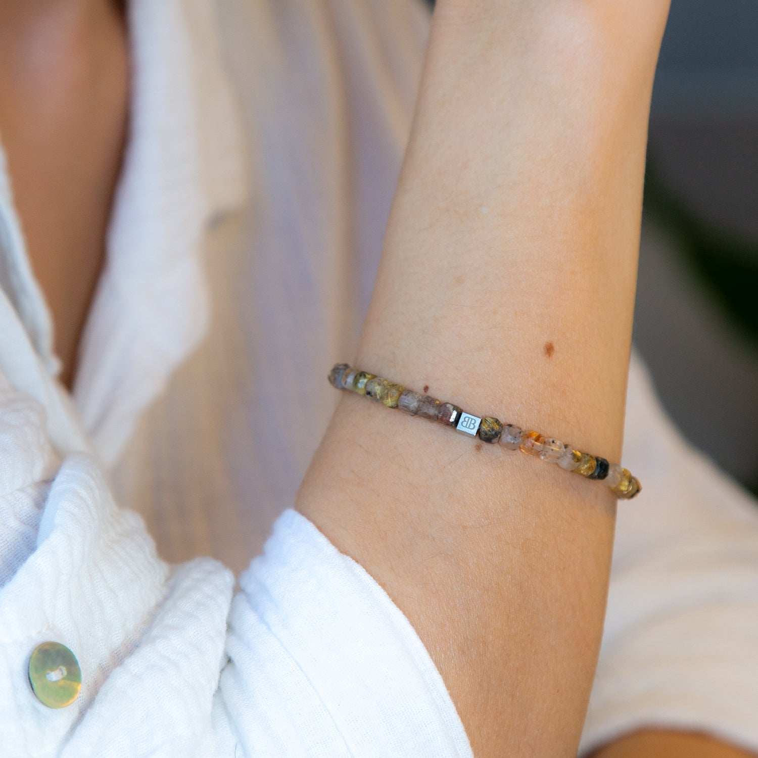 Rutilquarz Cube Armband facettiert 4 mm - BONES & BUDDHAS