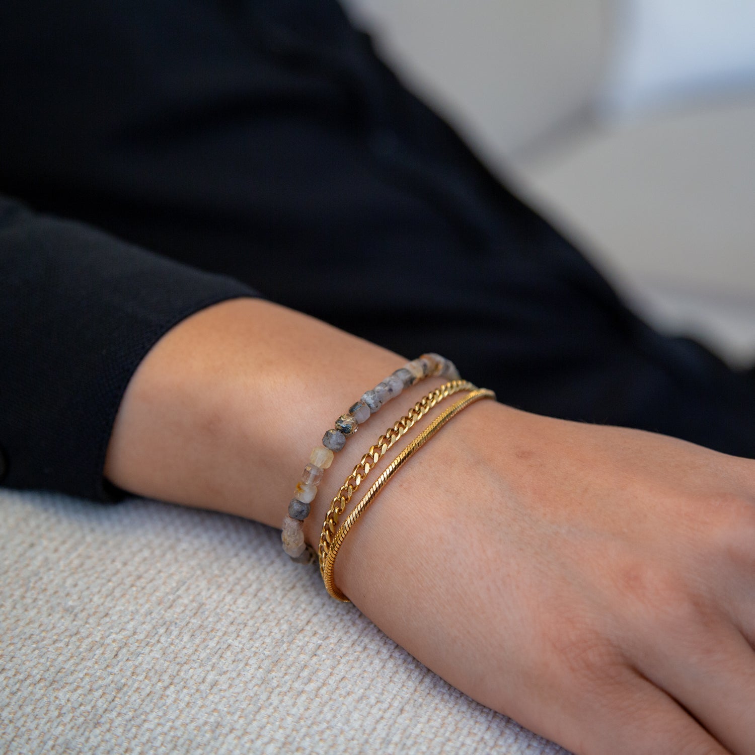 RUTILQUARZ CUBE ARMBAND FACETTIERT 4MM - SET 2 HERREN