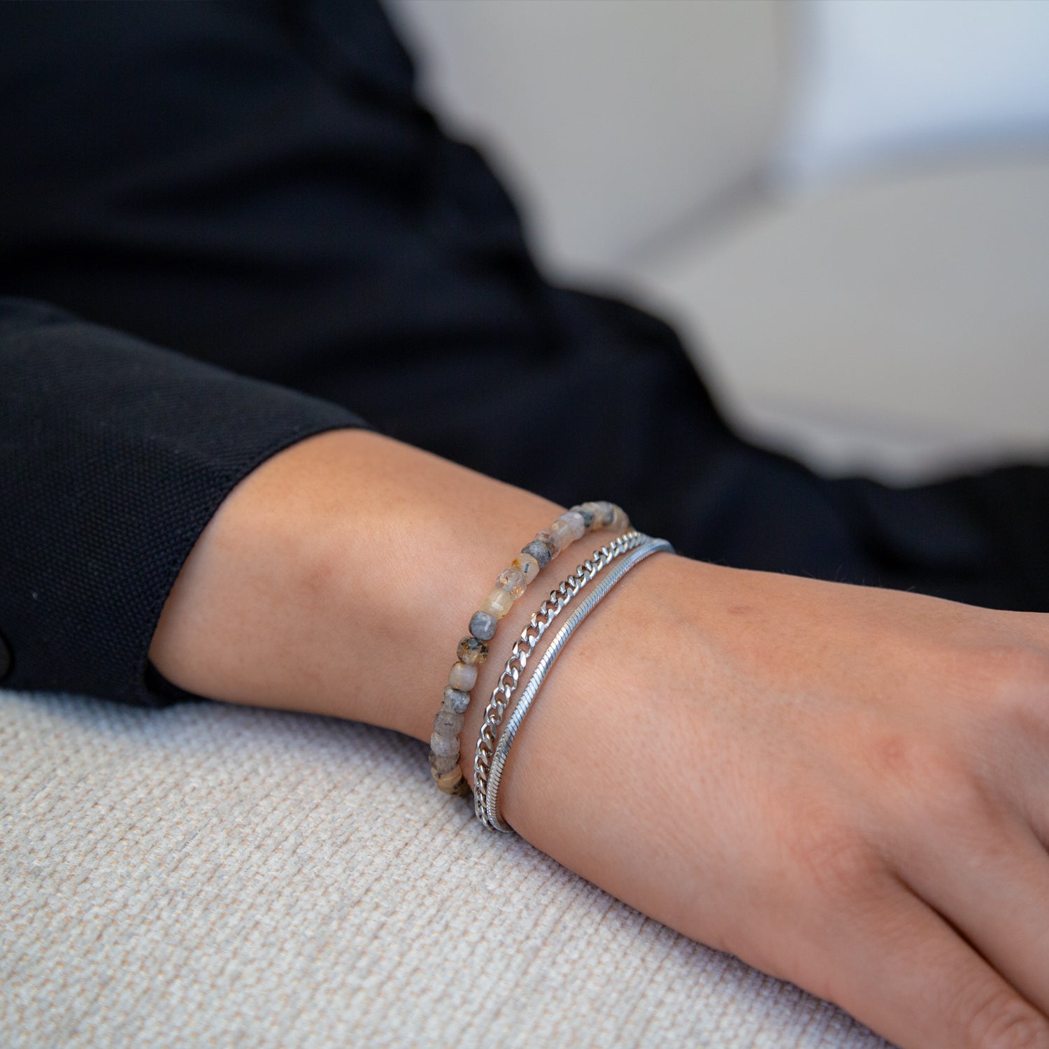 RUTILQUARZ CUBE ARMBAND FACETTIERT 4MM - SET 2 HERREN