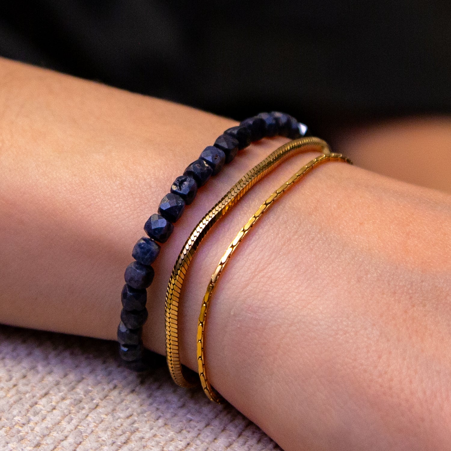 SAPHIR CUBE ARMBAND FACETTIERT 4MM - SET 2 DAMEN