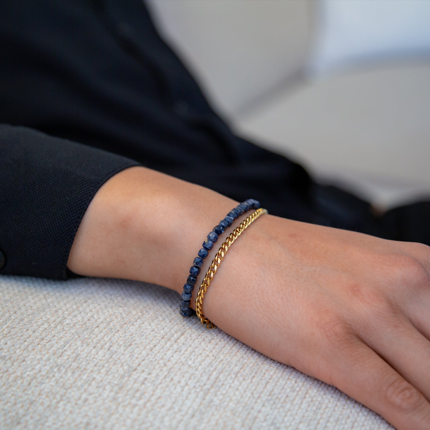 SAPHIR CUBE ARMBAND FACETTIERT 4MM - SET 1 HERREN - BONES & BUDDHAS