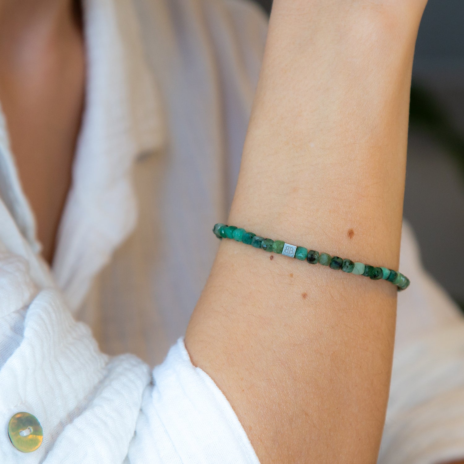 Smaragd Cube Armband facettiert 4 mm