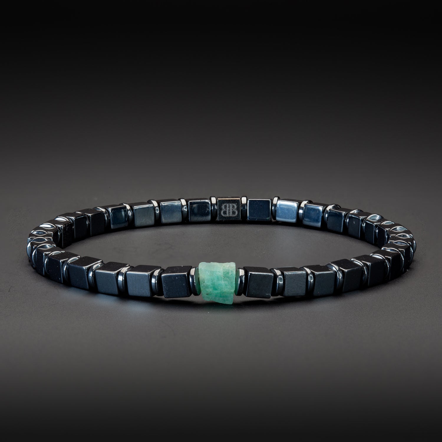 Smaragd und Hämatit glossy Armband 4mm- Mai Birthstone - BONES & BUDDHAS