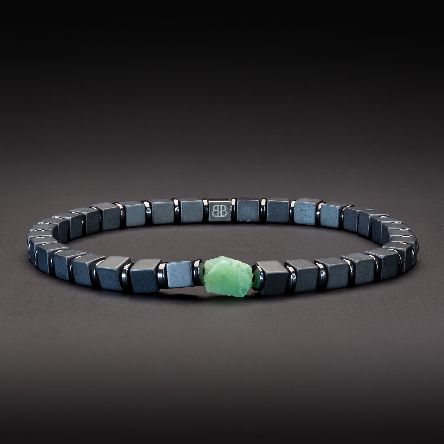Smaragd und Hämatit matt Armband 4mm-Armband-Set