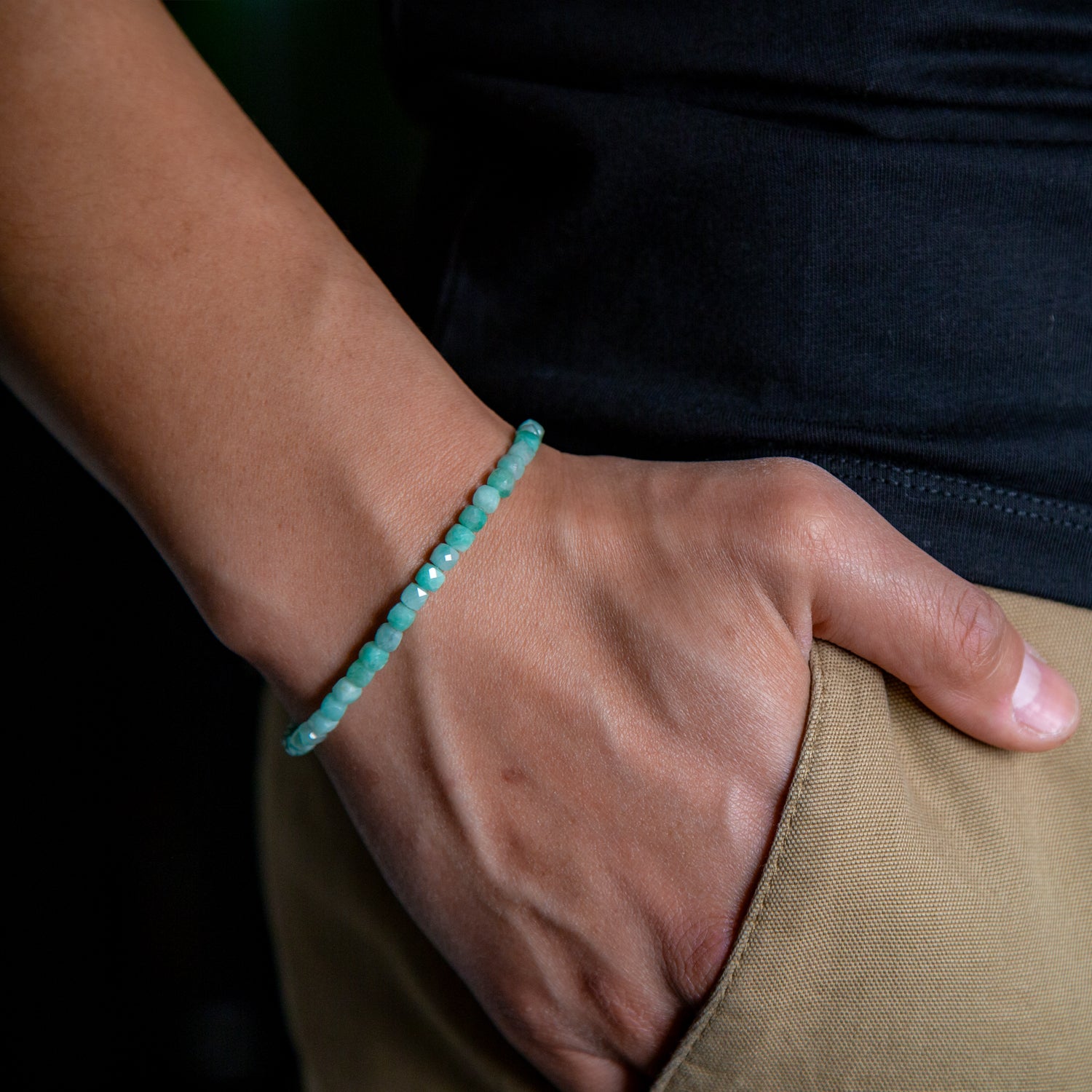 Kolumbianischer Smaragd Cube Armband facettiert 4 mm