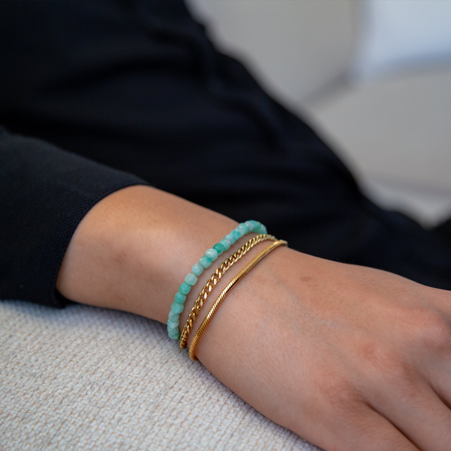 KOLUMBIANISCHER SMARAGD CUBE ARMBAND FACETTIERT 4MM - SET 2 HERREN - BONES & BUDDHAS