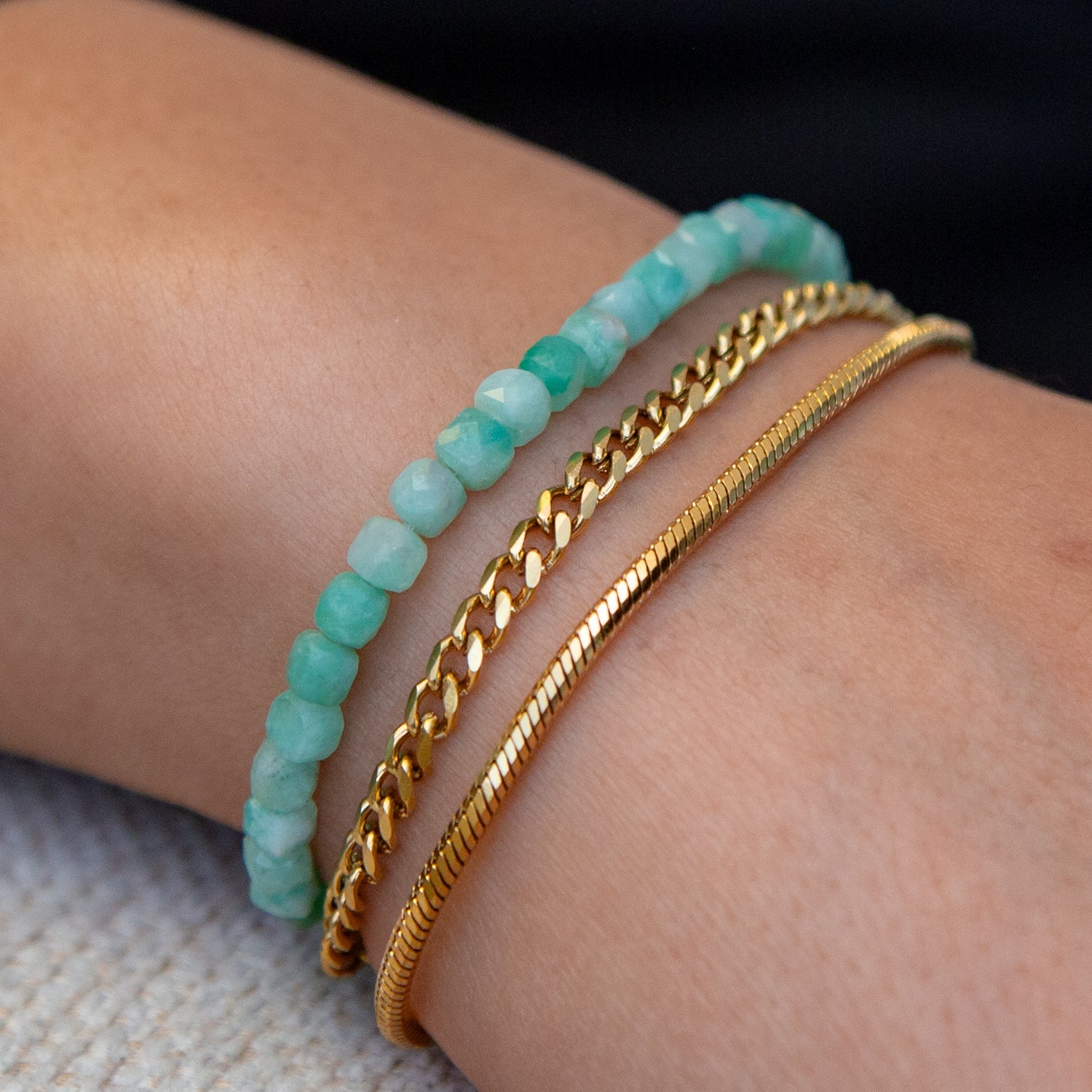 KOLUMBIANISCHER SMARAGD CUBE ARMBAND FACETTIERT 4MM - SET 2 HERREN - BONES & BUDDHAS