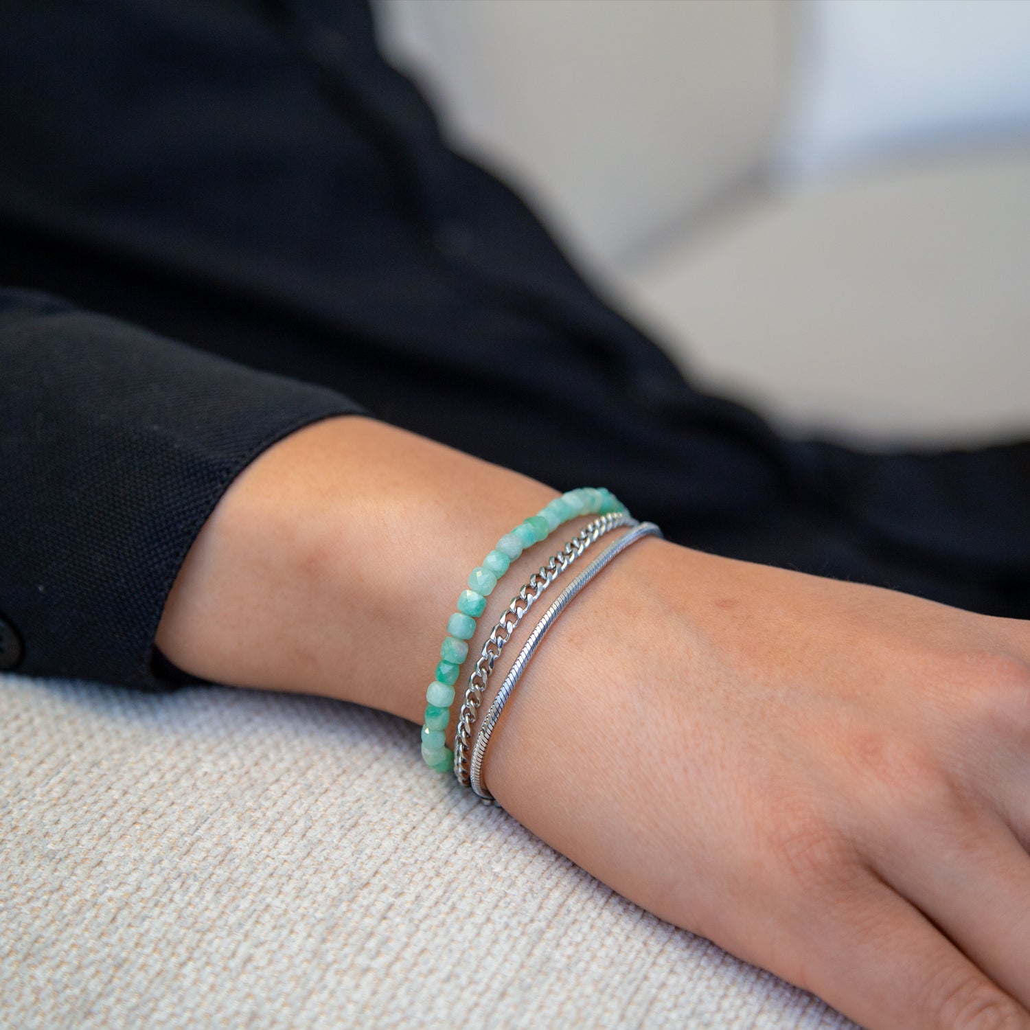 KOLUMBIANISCHER SMARAGD CUBE ARMBAND FACETTIERT 4MM - SET 2 HERREN - BONES & BUDDHAS