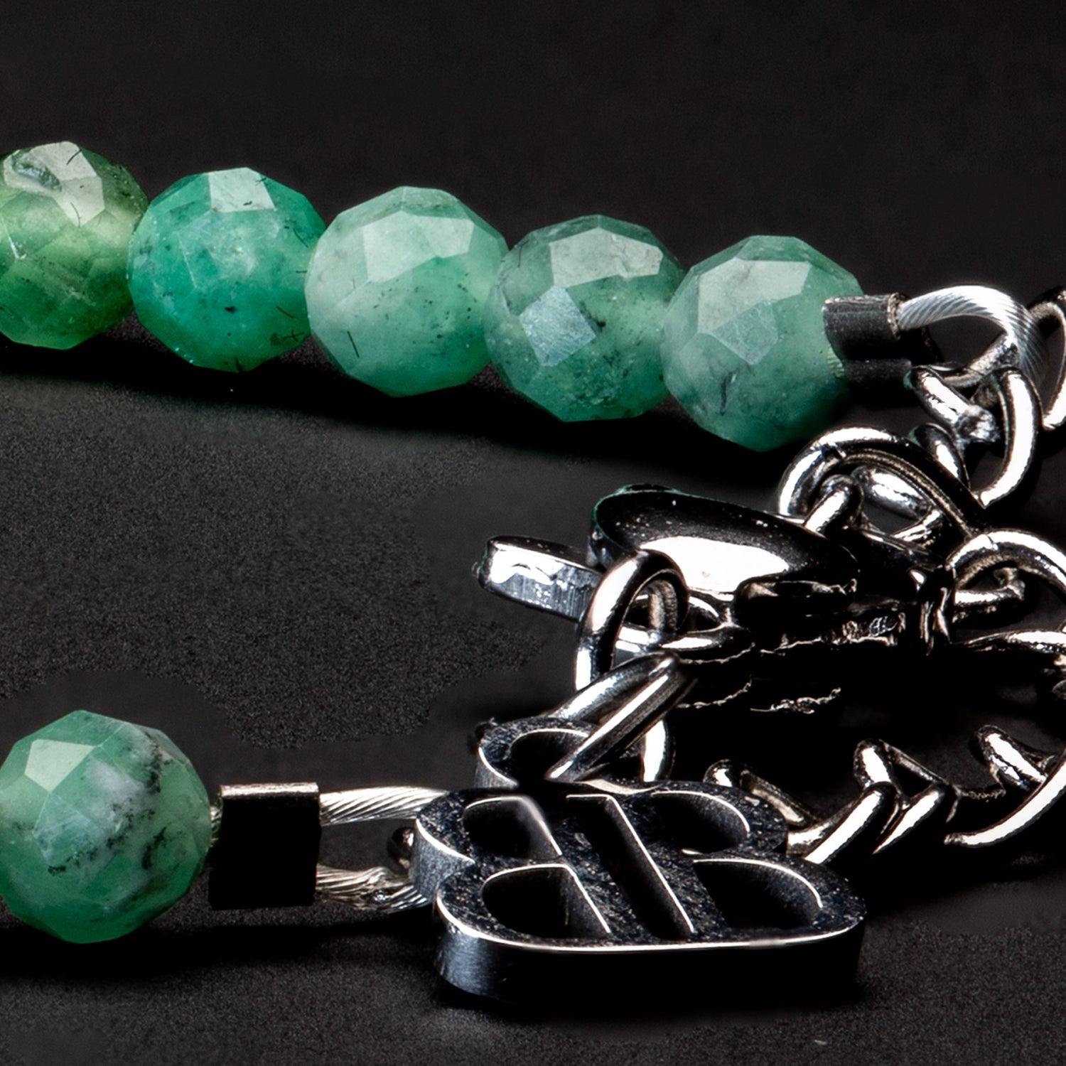 SMARAGD ARMBAND FACETTIERT 3MM - SET 3 DAMEN