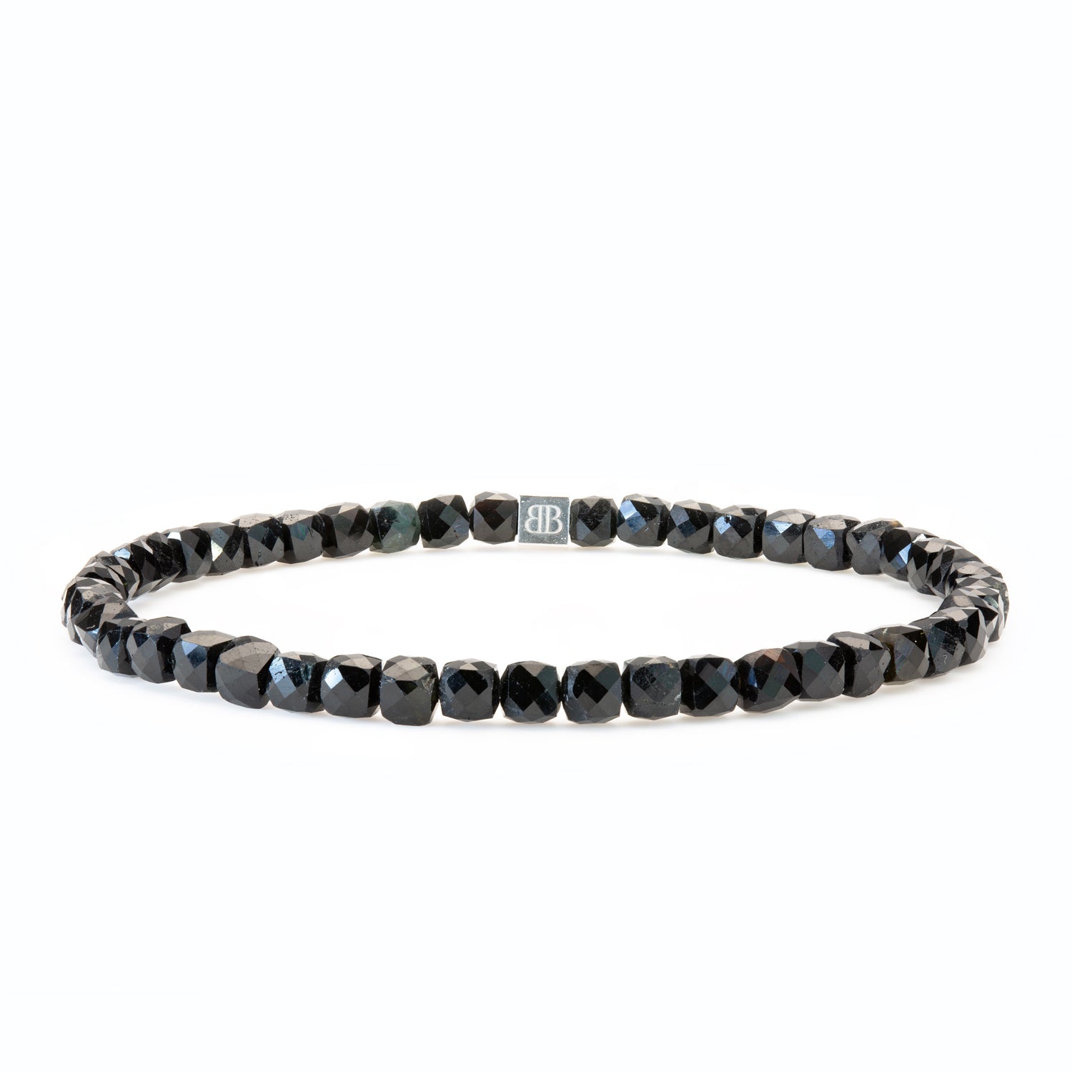 Schwarzer Turmalin Cube Armband facettiert 4 mm
