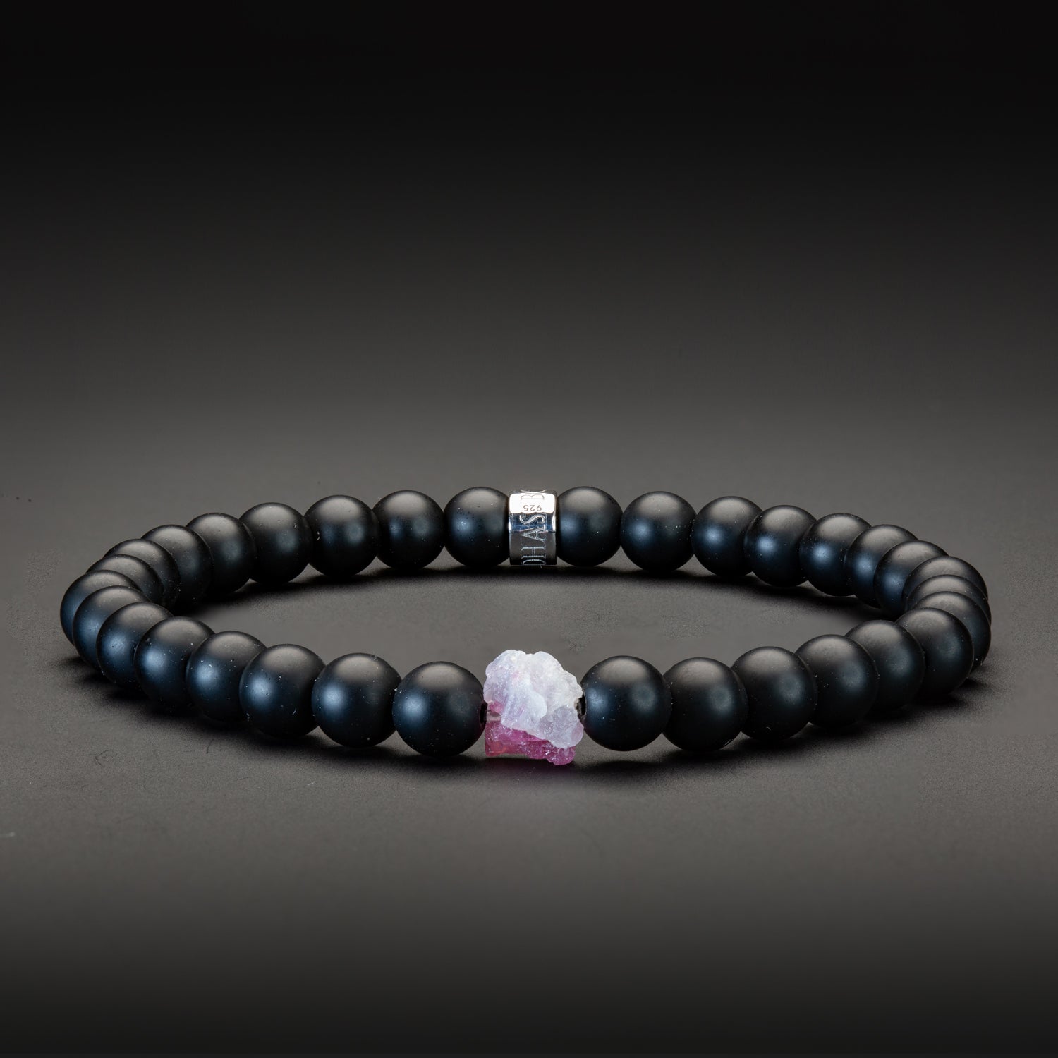 Turmalin und Black Onyx matt Armband 6mm- Oktober Birthstone - BONES & BUDDHAS